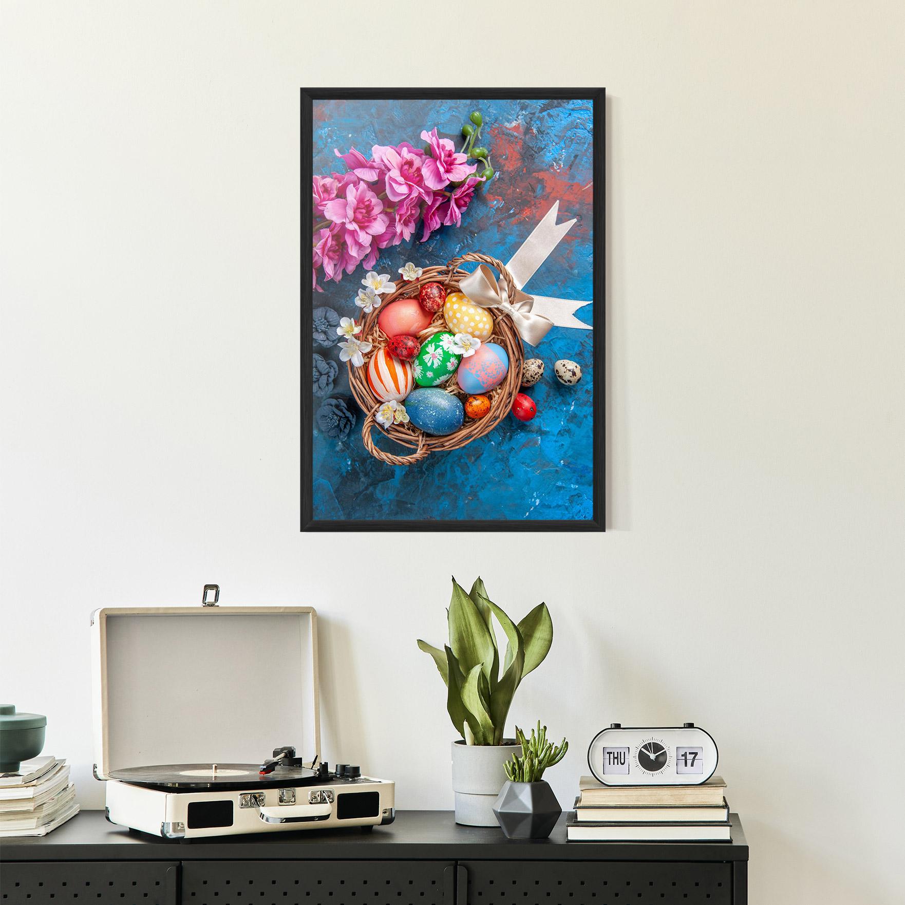 Gerahmte Poster Colored Easter Eggs mockup 2