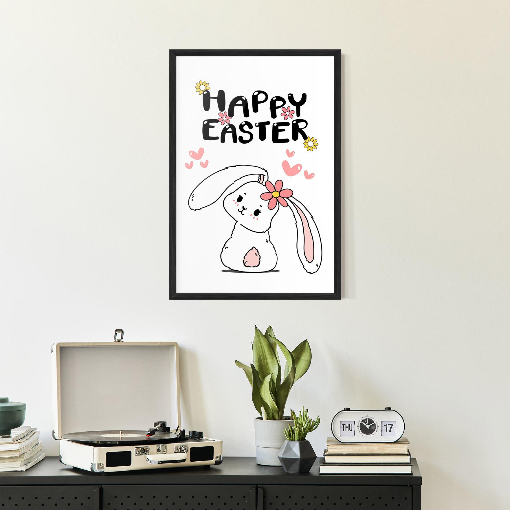 Gerahmte Poster Cute Spring Bunny mockup 2