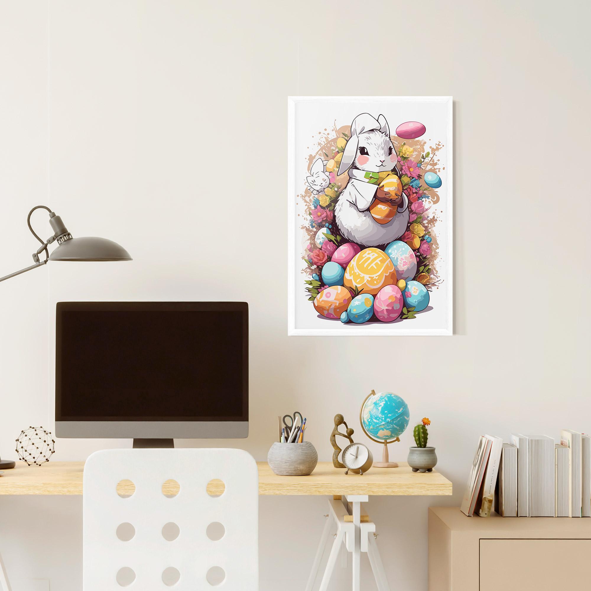 Gerahmte Poster White Easter Bunny mockup 6