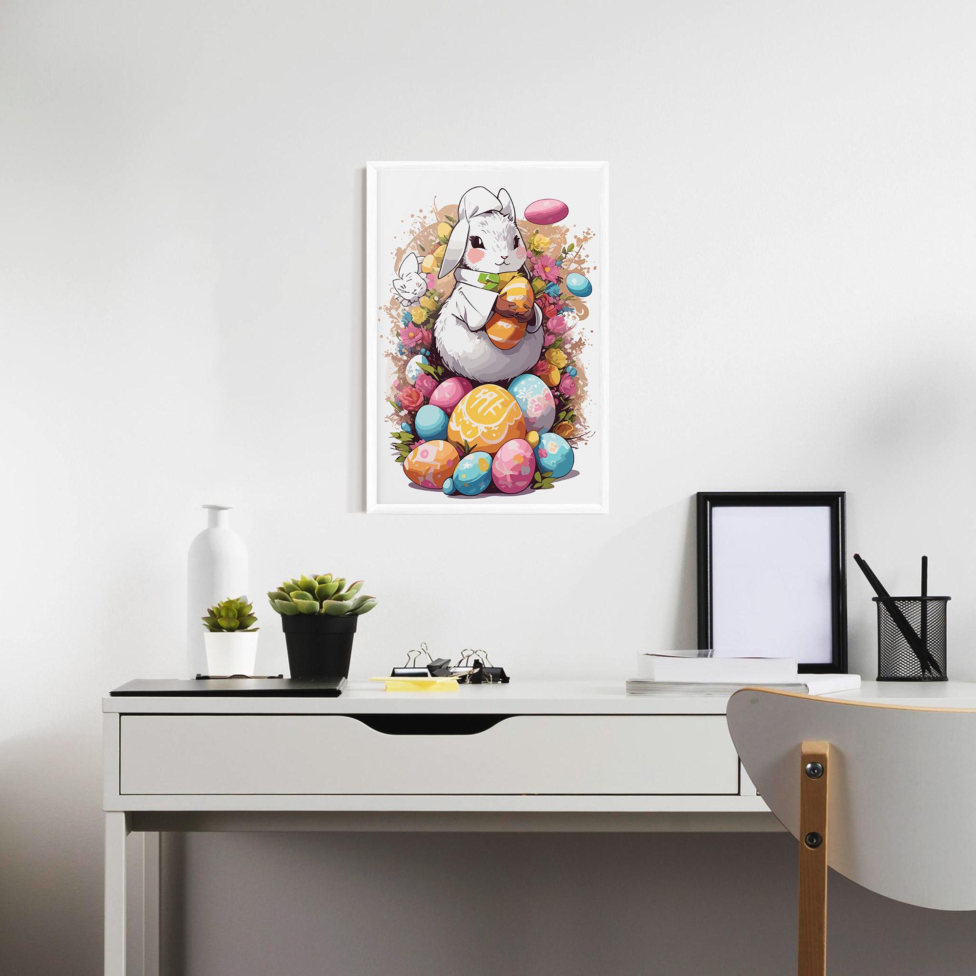 Gerahmte Poster White Easter Bunny mockup 7