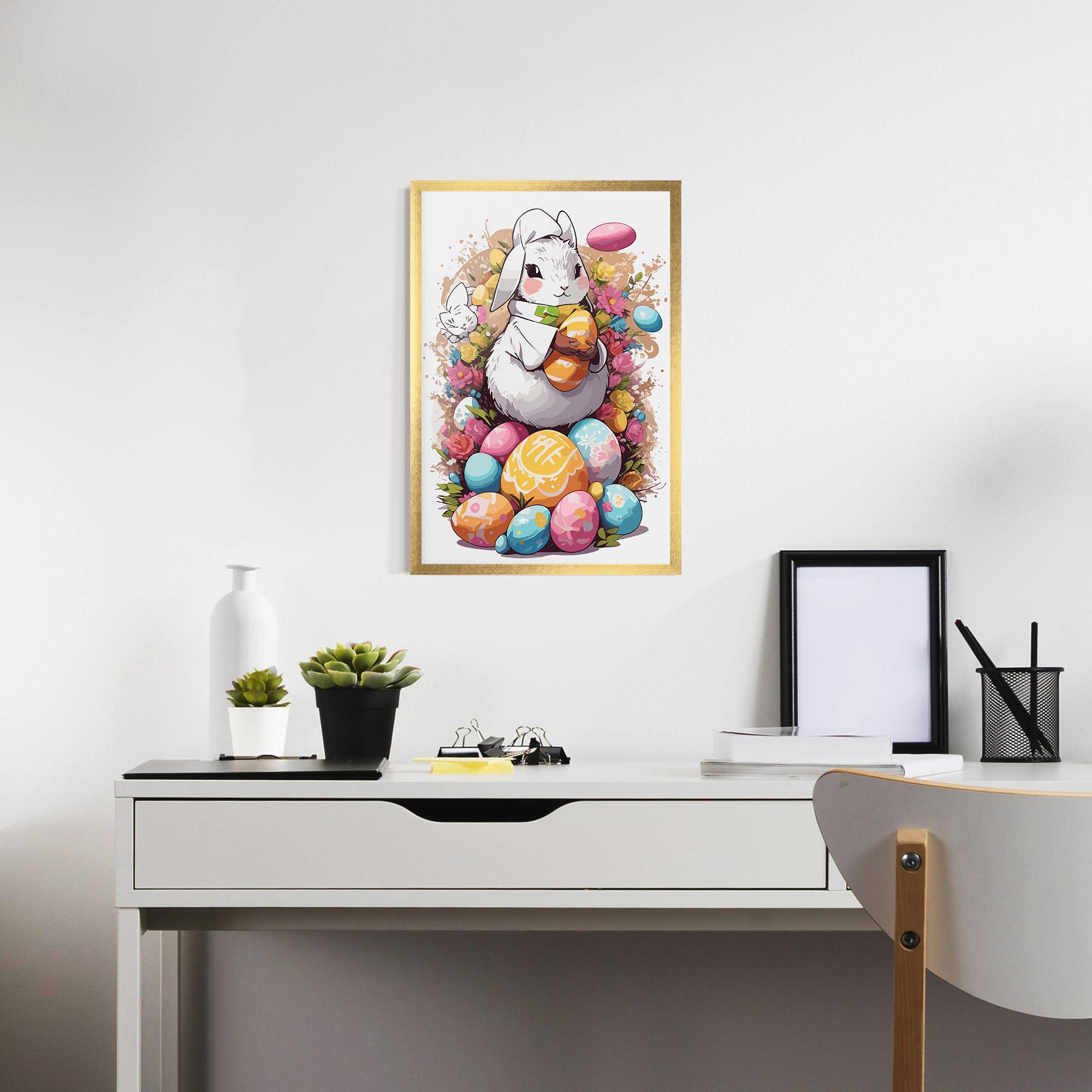 Gerahmte Poster White Easter Bunny mockup 7