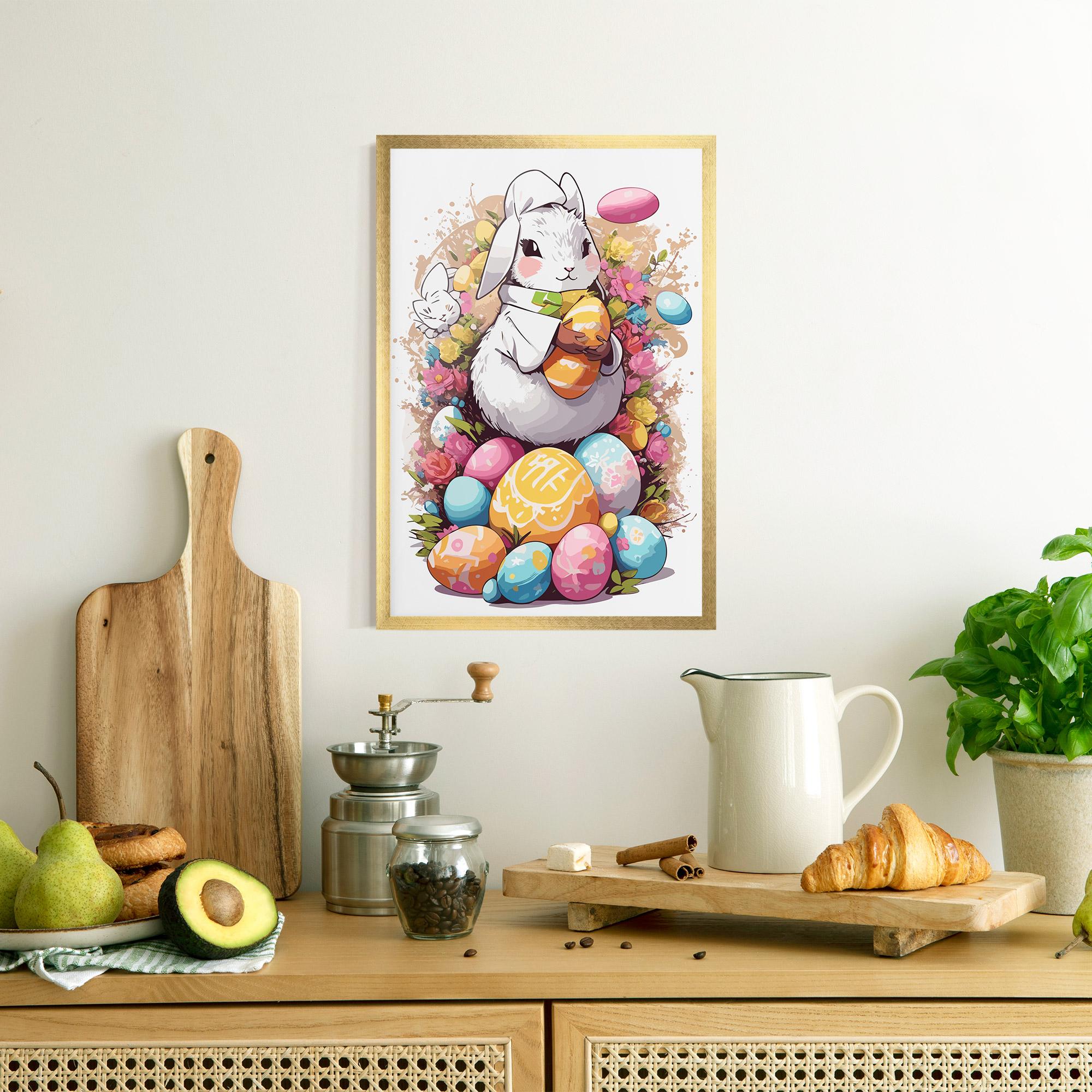 Gerahmte Poster White Easter Bunny mockup 8