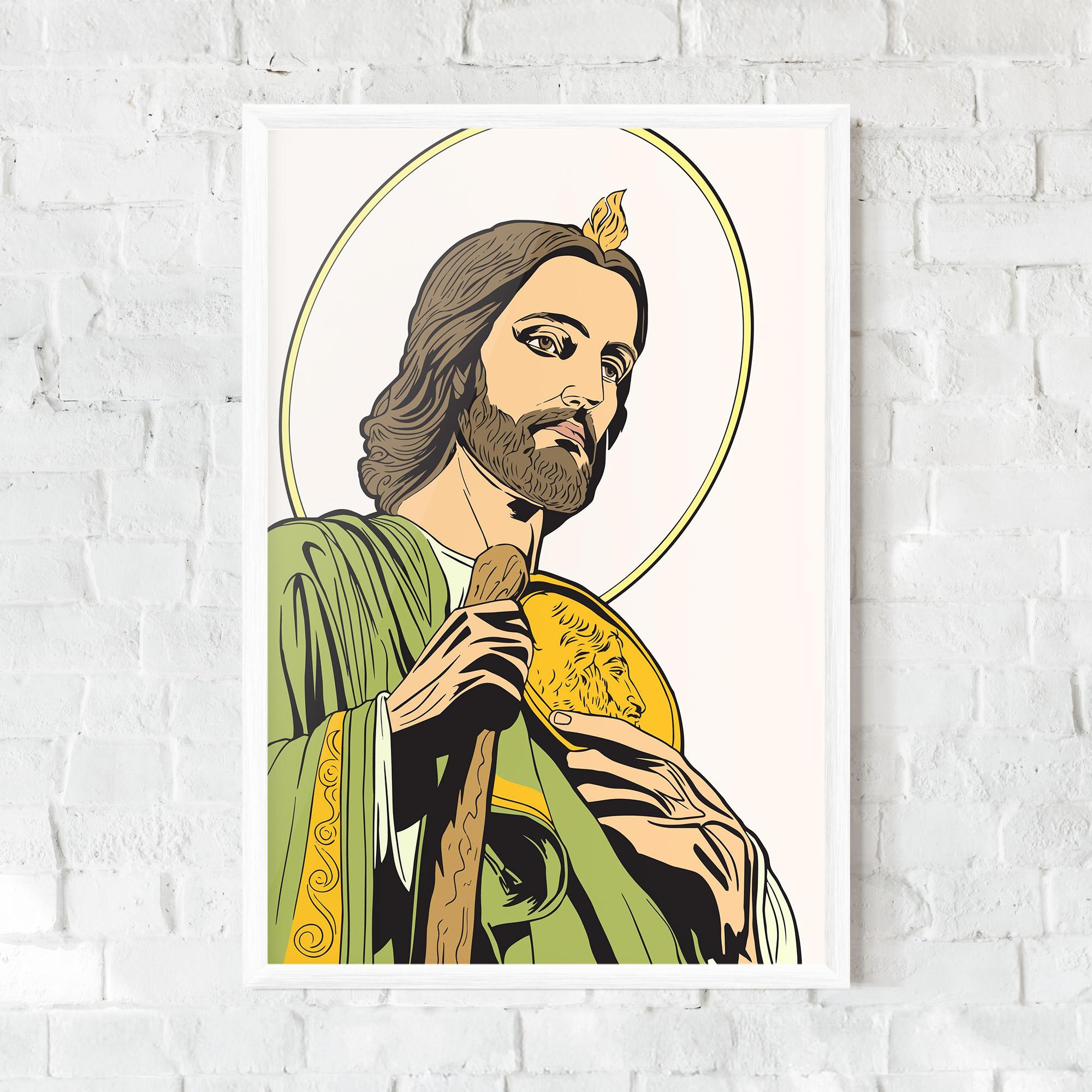 Gerahmte Poster Green Jesus mockup 0