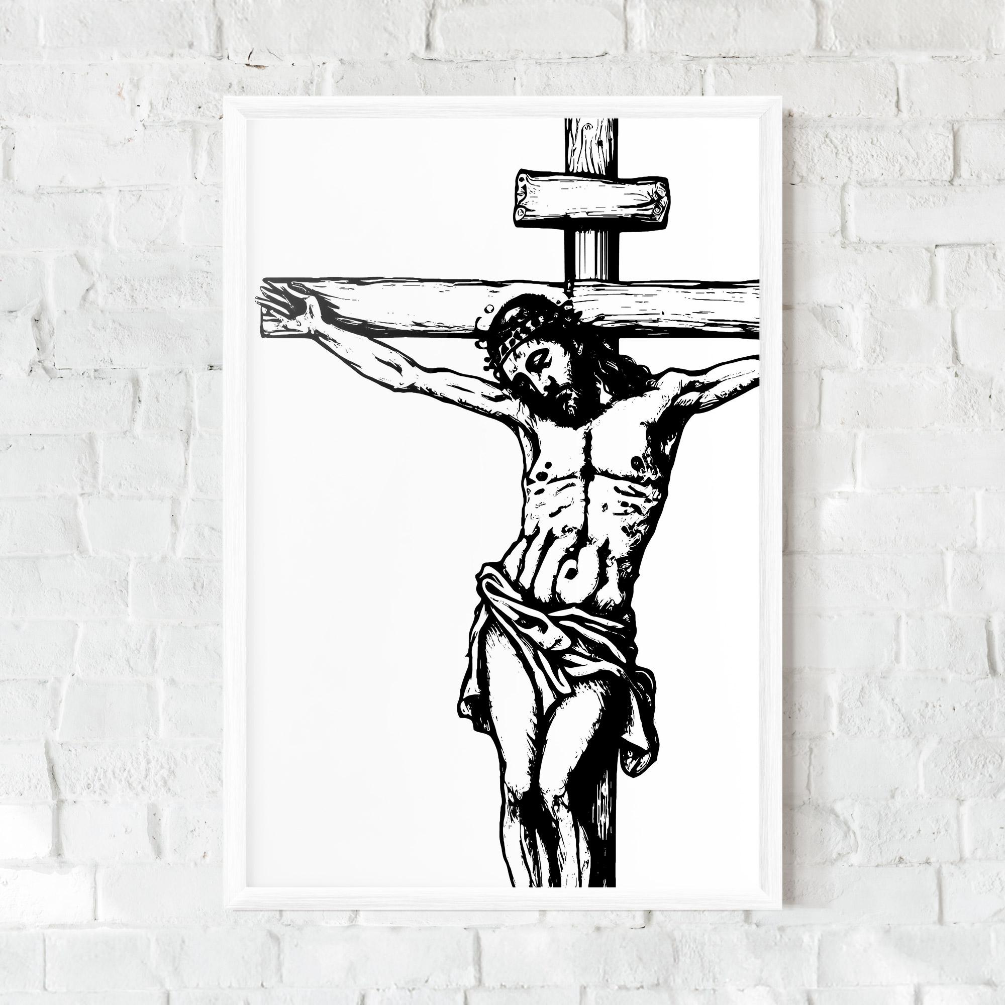 Gerahmte Poster Jesus Black Line mockup 0
