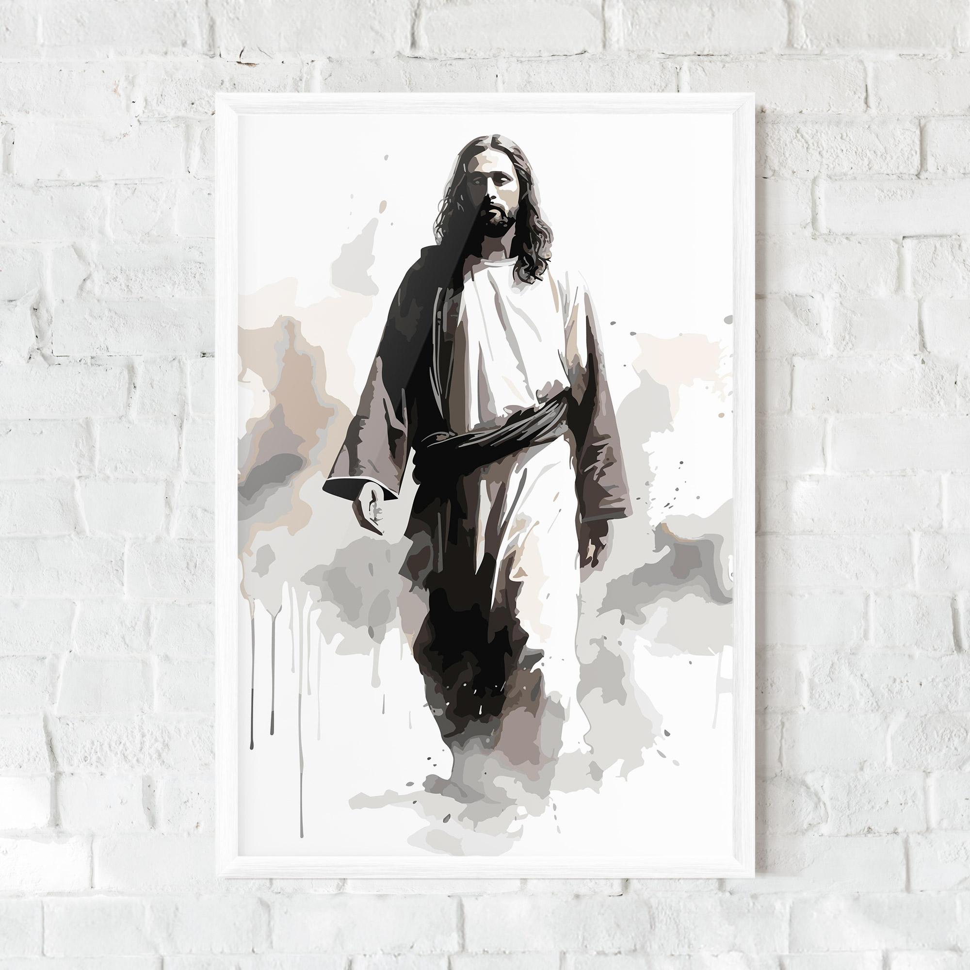 Gerahmte Poster Watercolor Jesus mockup 0