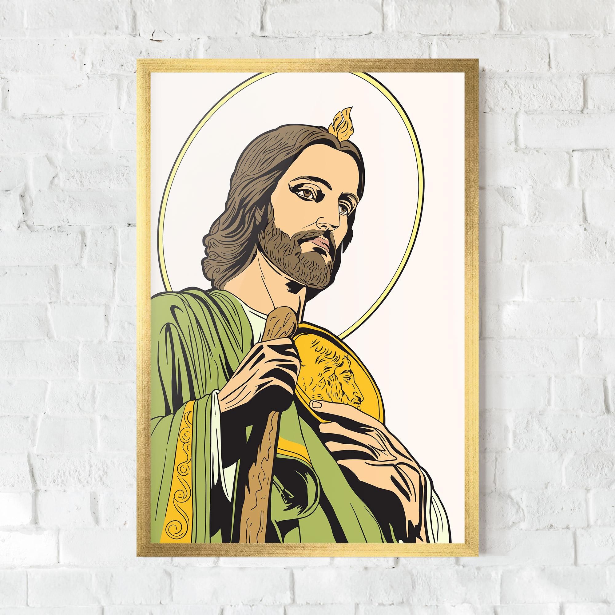 Gerahmte Poster Green Jesus mockup 0