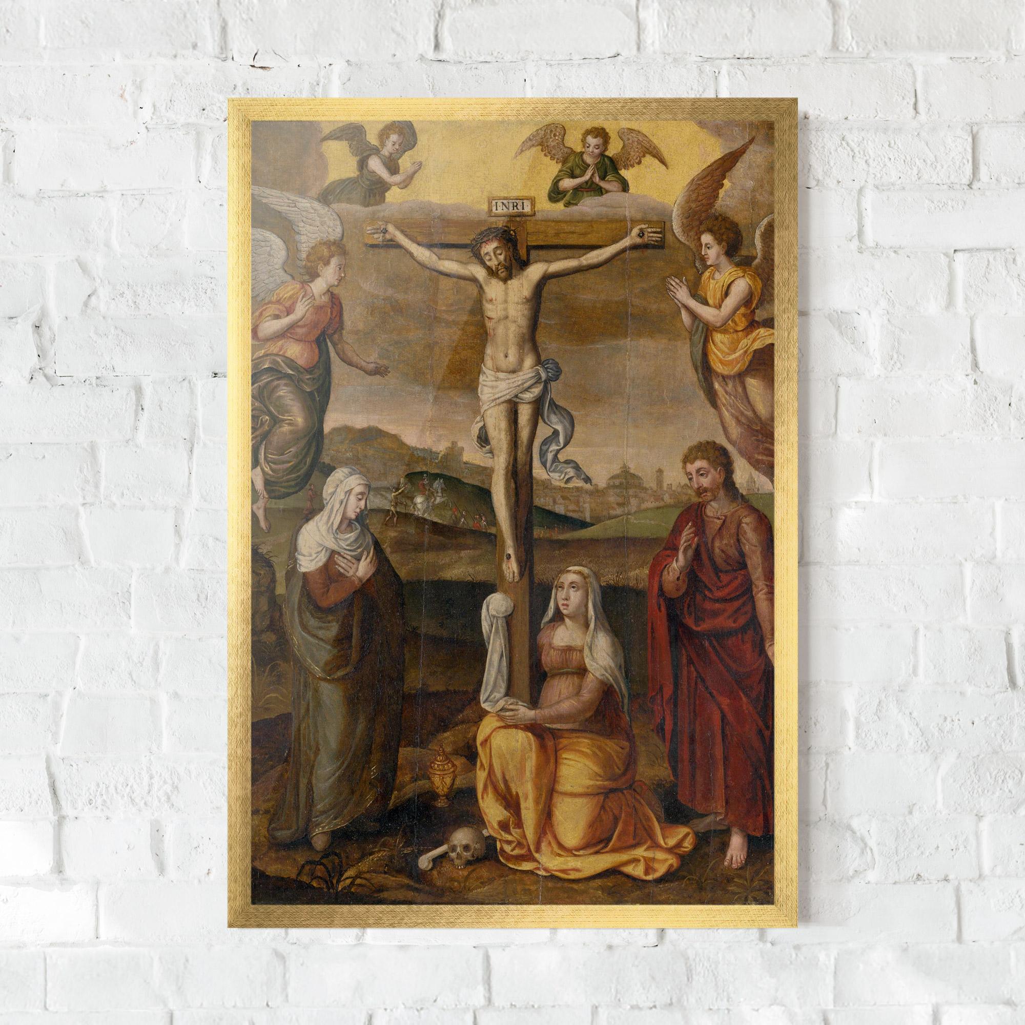 Gerahmte Poster Holding Cross Jesus mockup 0