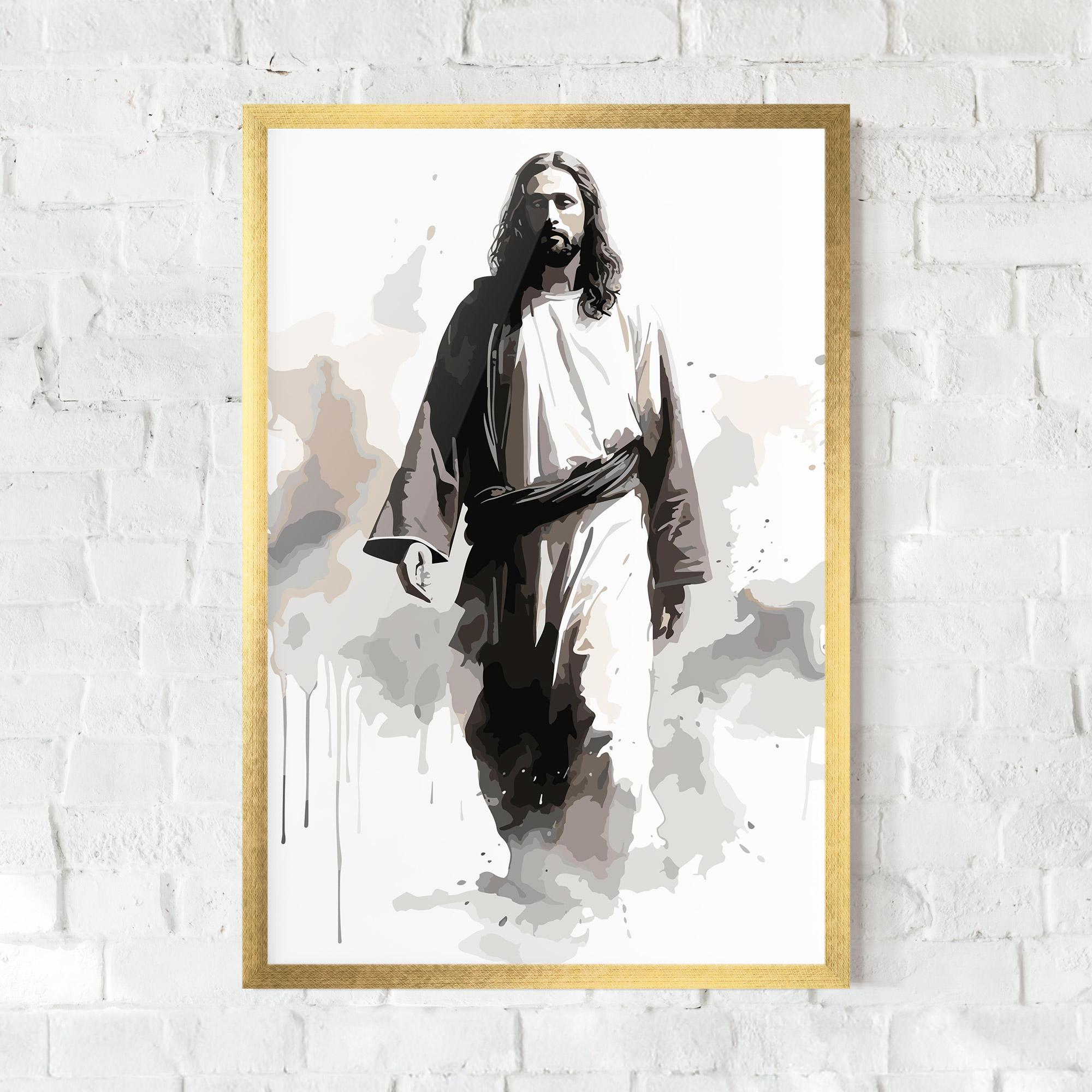 Gerahmte Poster Watercolor Jesus mockup 0