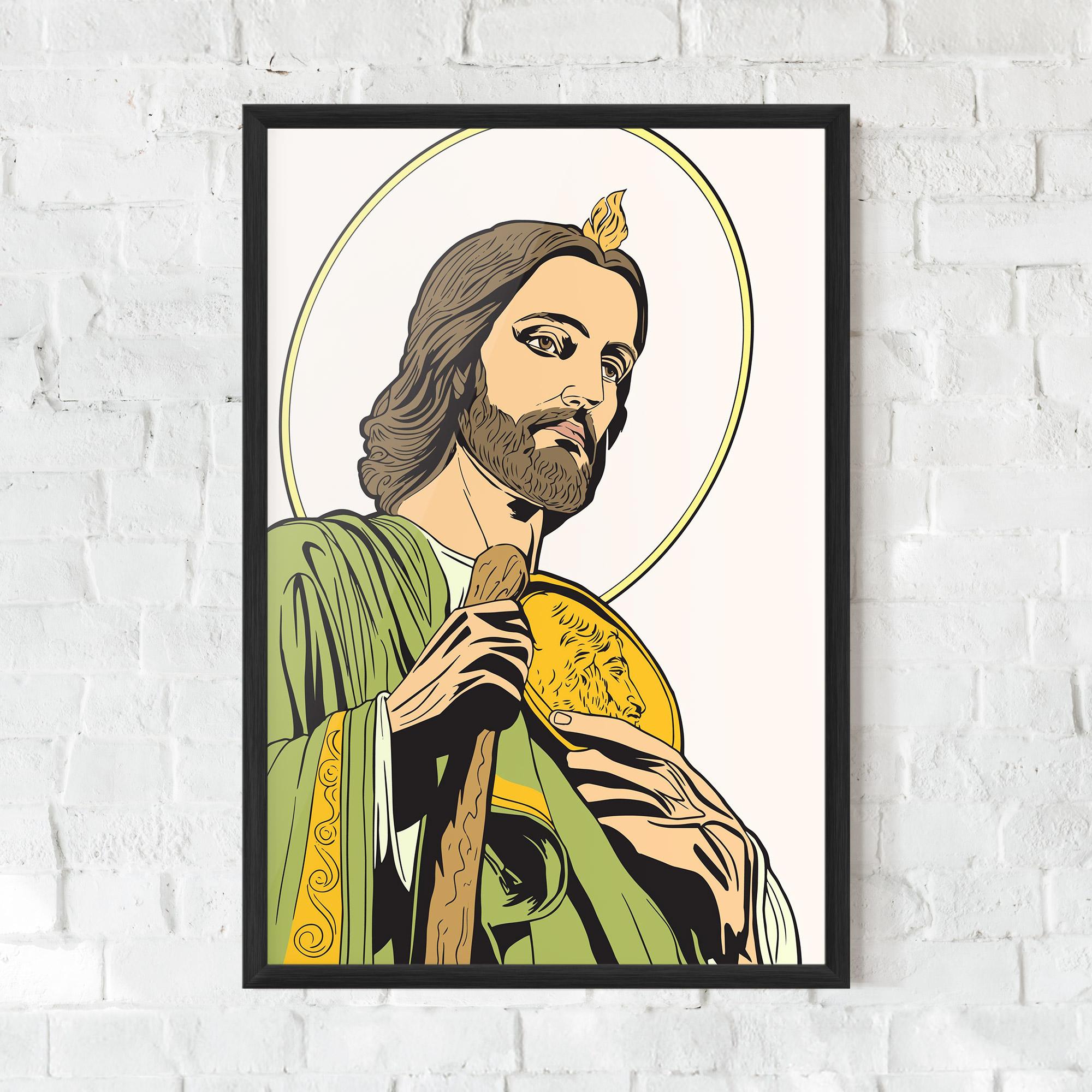 Gerahmte Poster Green Jesus mockup 0