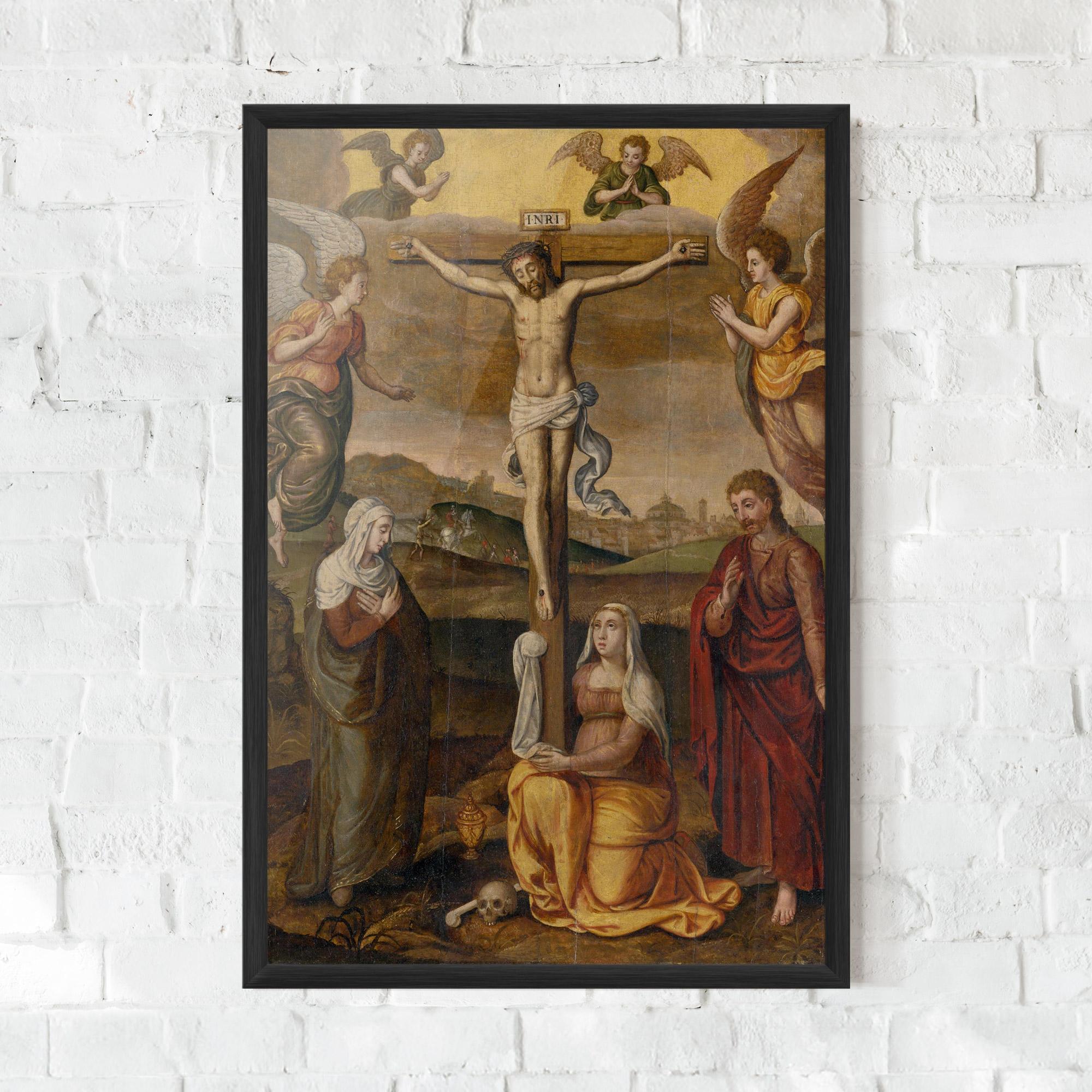 Gerahmte Poster Holding Cross Jesus mockup 0