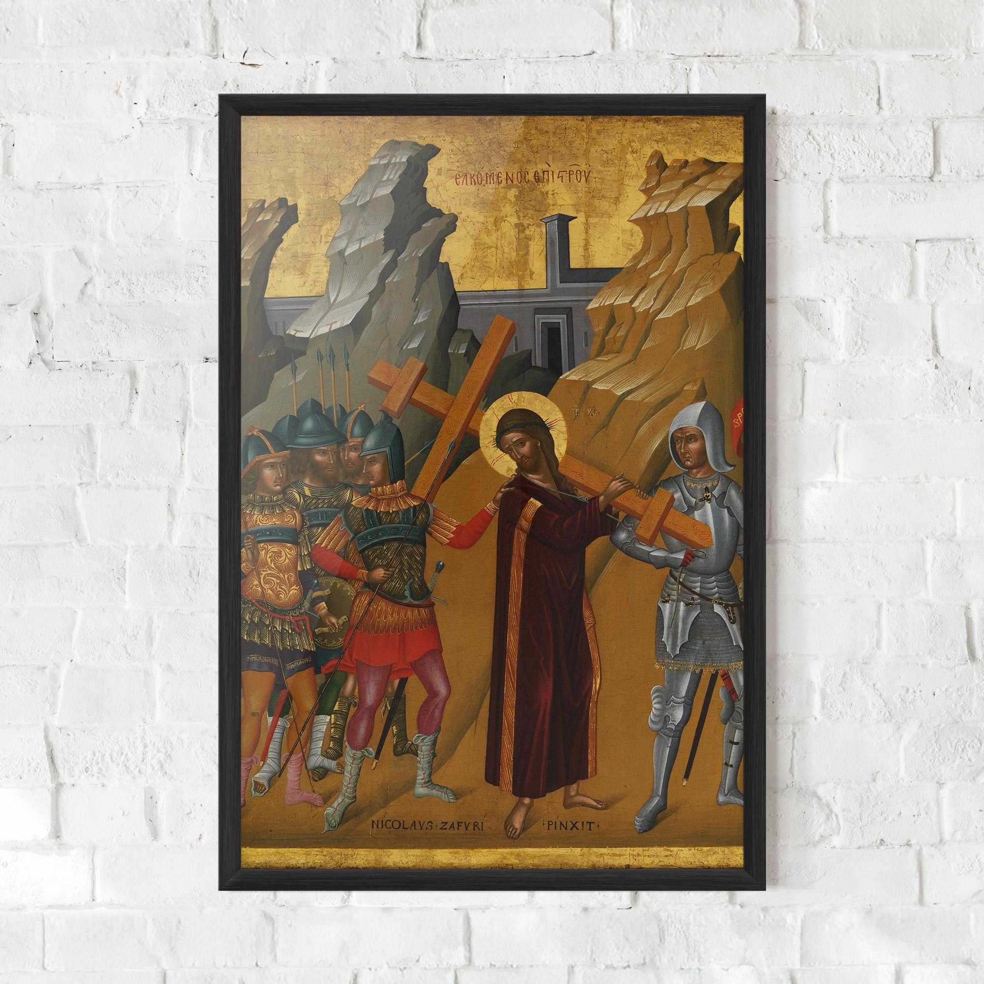 Gerahmte Poster Walking With Cross mockup 0