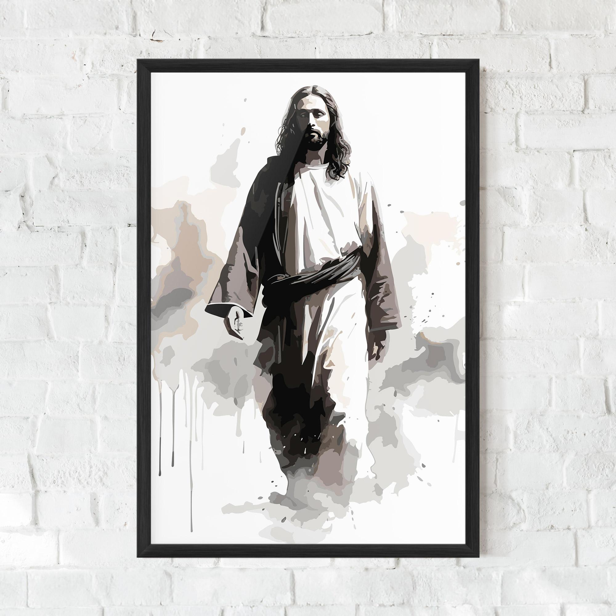 Gerahmte Poster Watercolor Jesus mockup 0