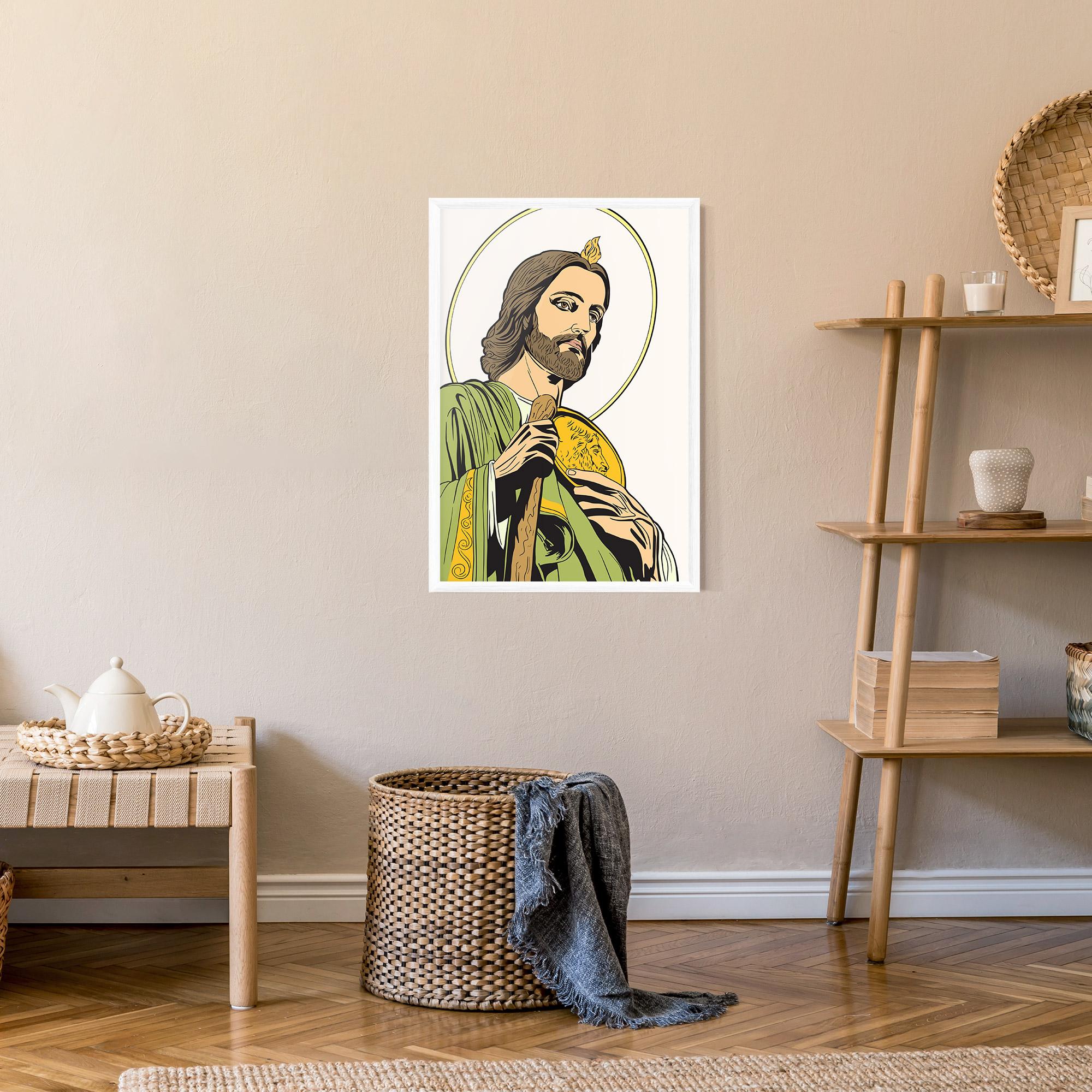 Gerahmte Poster Green Jesus mockup 9