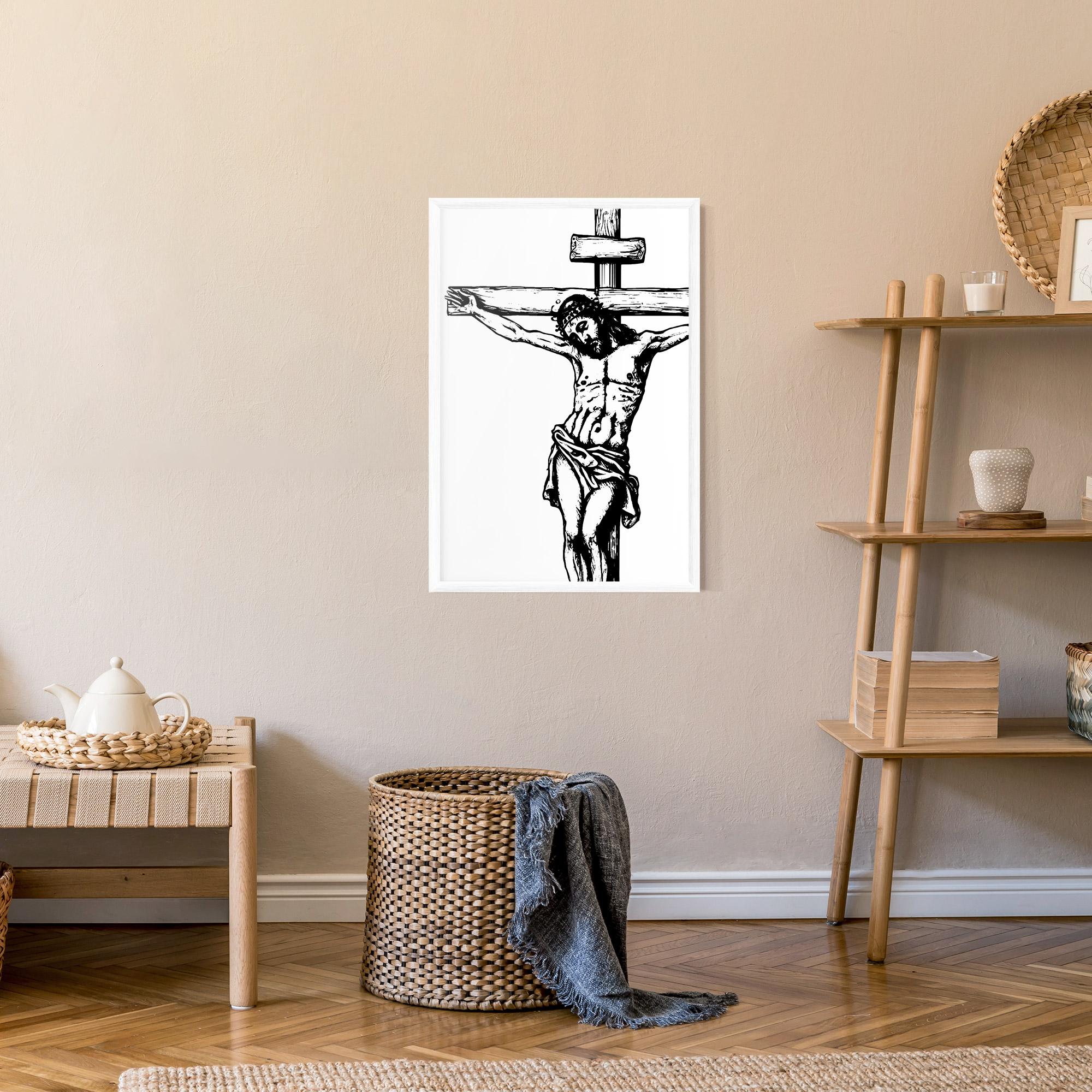 Gerahmte Poster Jesus Black Line mockup 9