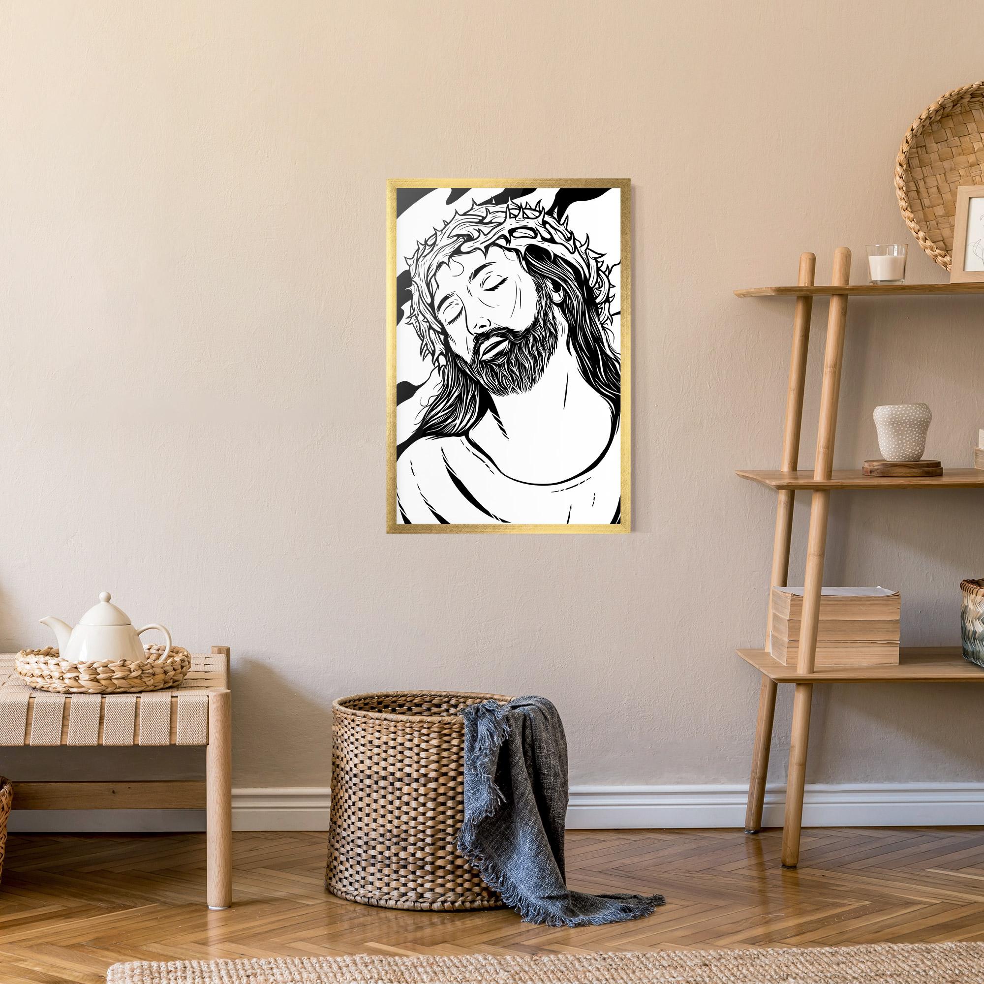 Gerahmte Poster Black White Jesus mockup 9