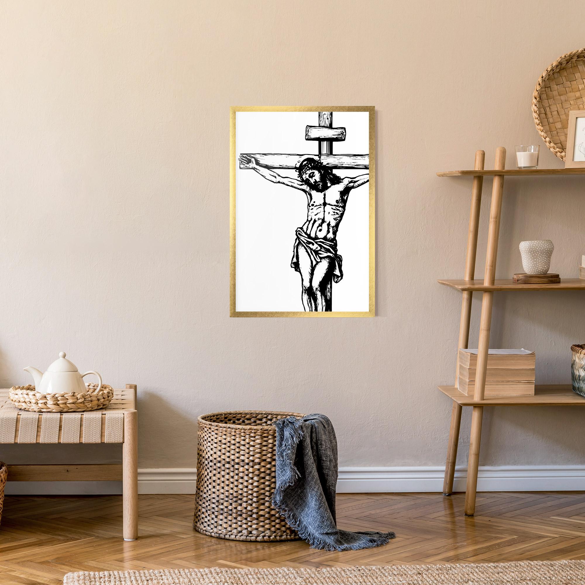 Gerahmte Poster Jesus Black Line mockup 9