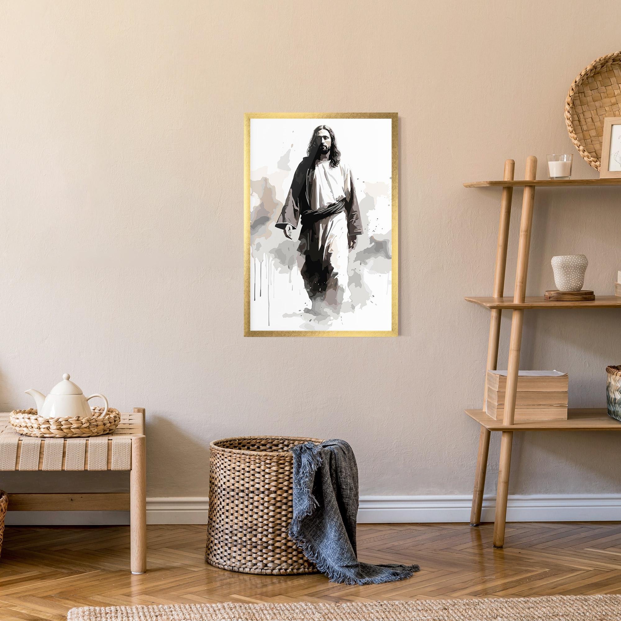 Gerahmte Poster Watercolor Jesus mockup 9