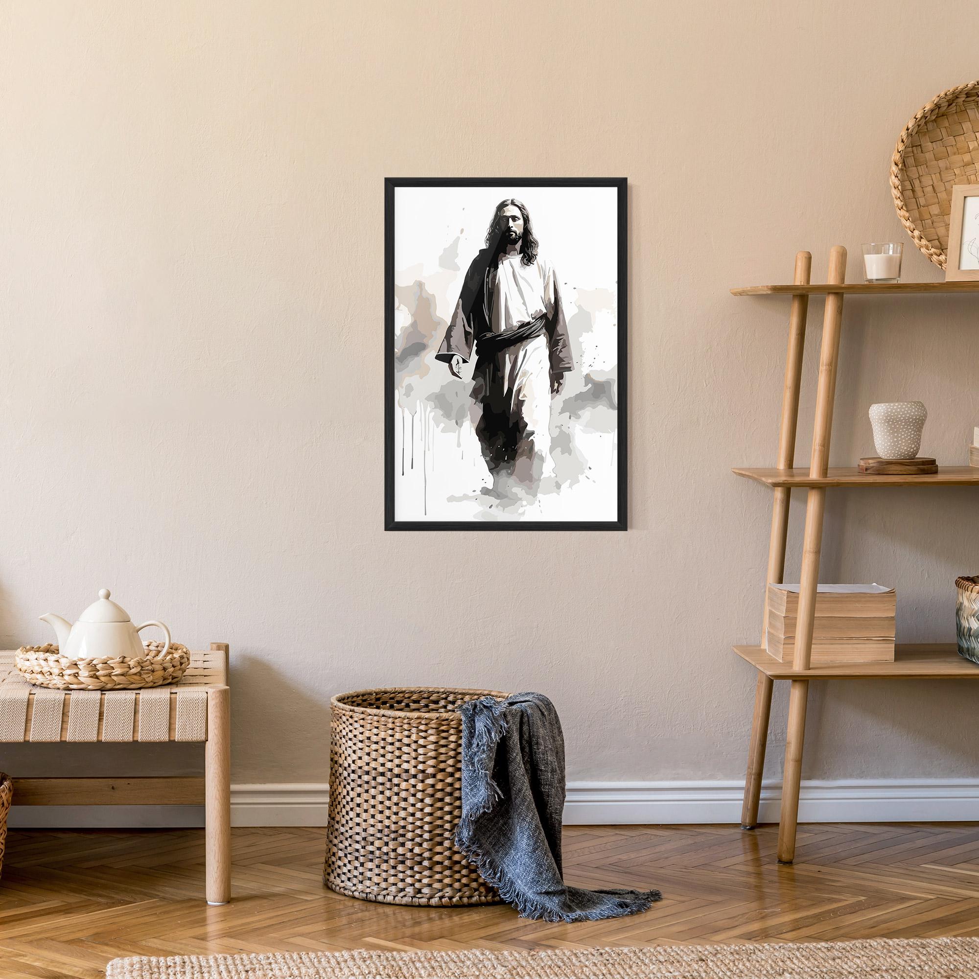 Gerahmte Poster Watercolor Jesus mockup 9