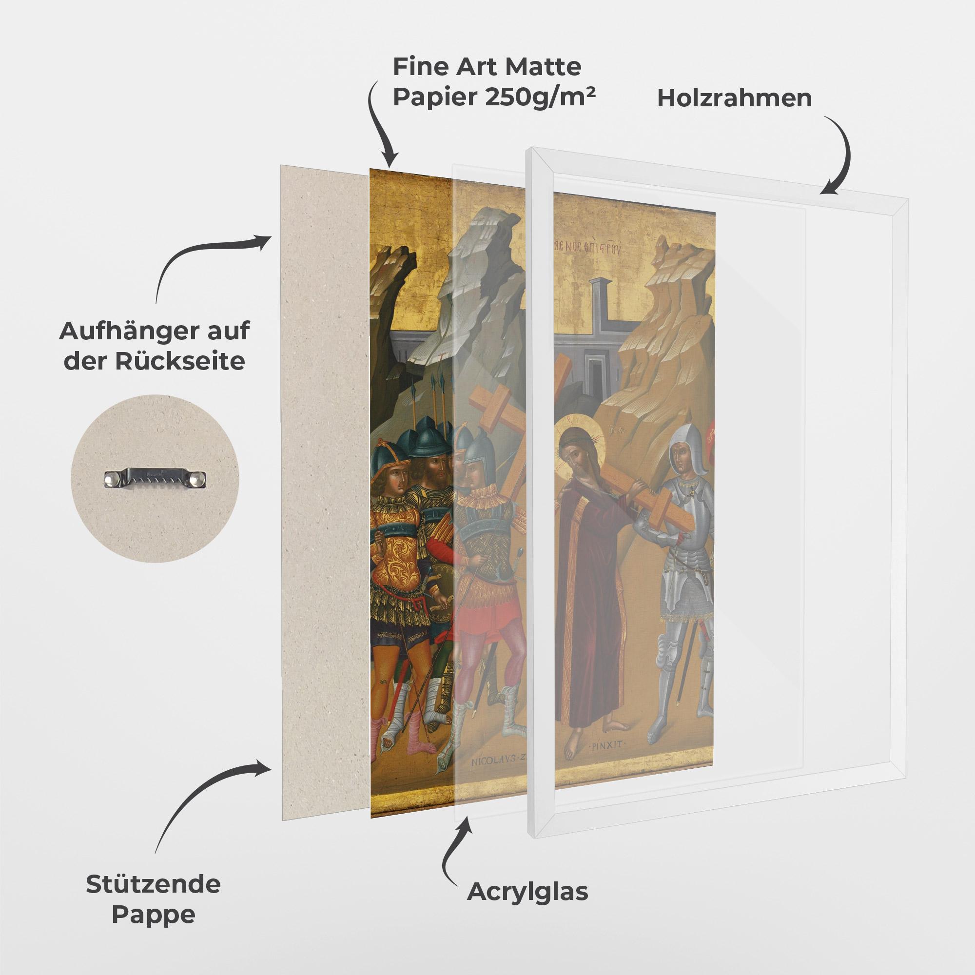 Gerahmte Poster Walking With Cross mockup 1