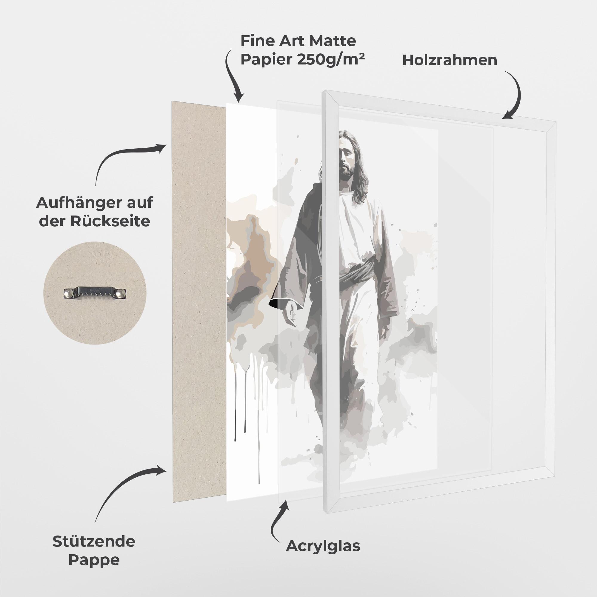 Gerahmte Poster Watercolor Jesus mockup 1