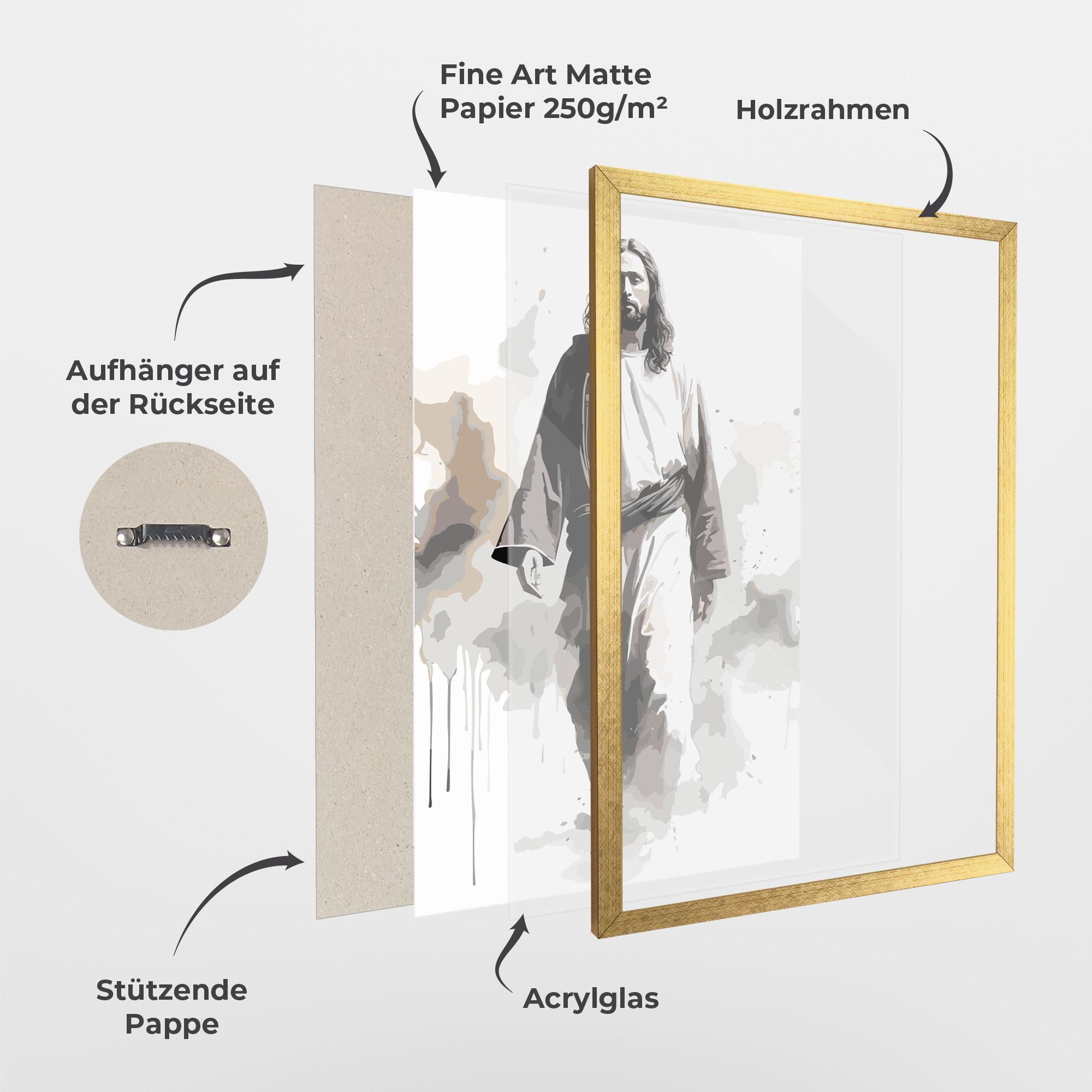 Gerahmte Poster Watercolor Jesus mockup 1