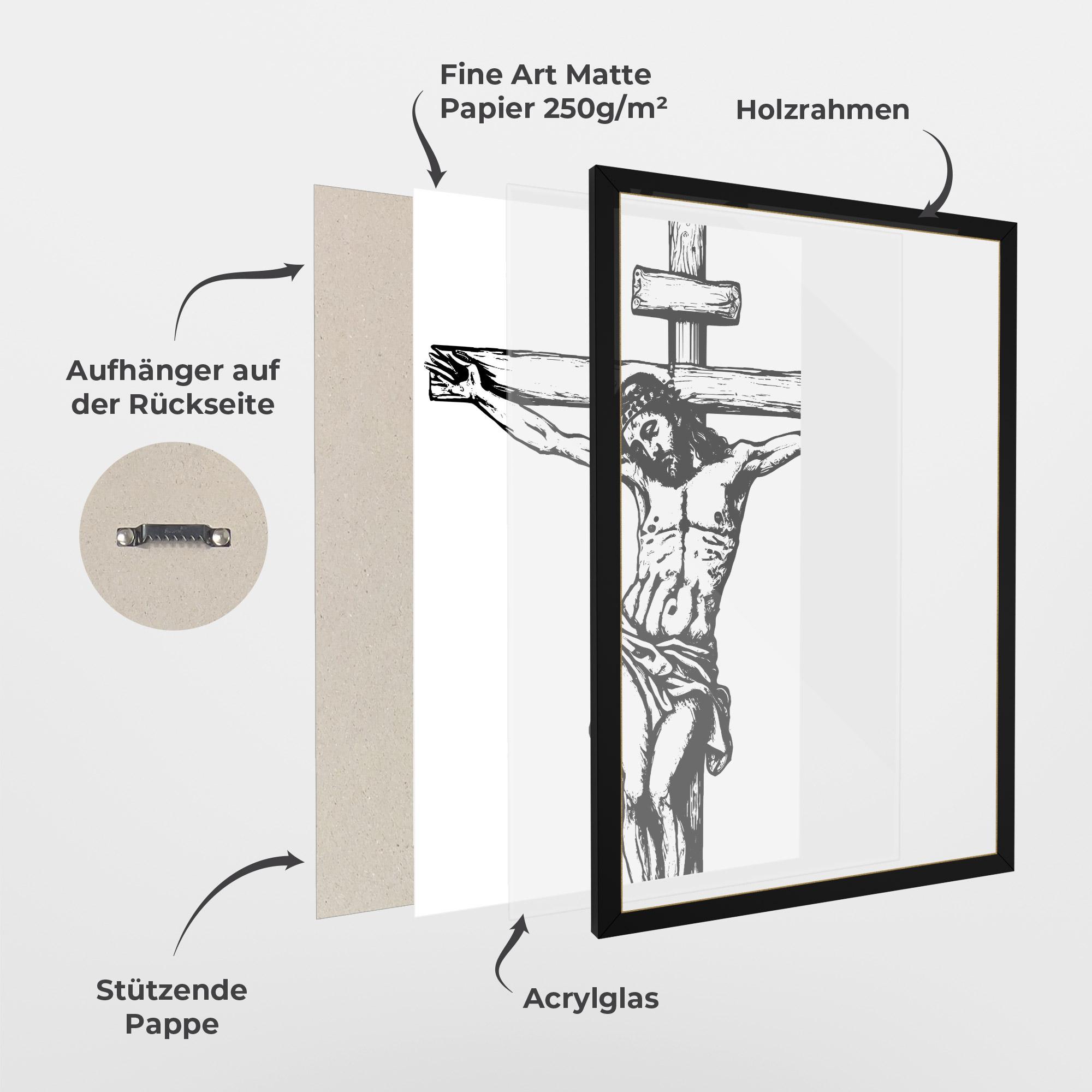 Gerahmte Poster Jesus Black Line mockup 1