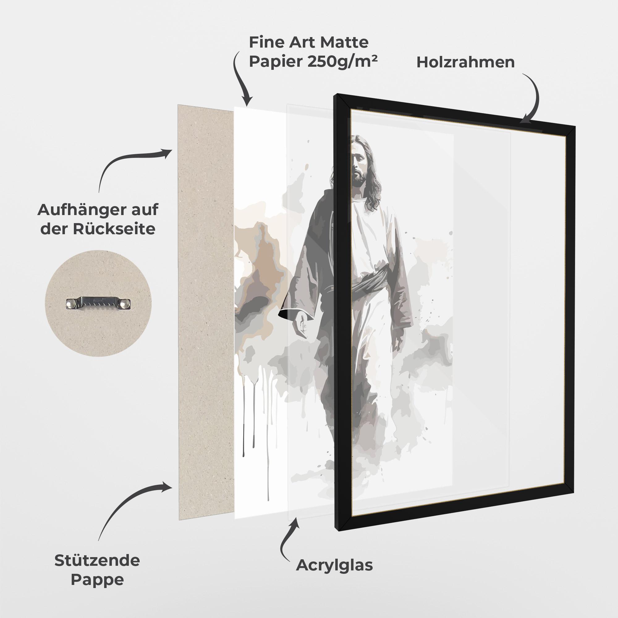 Gerahmte Poster Watercolor Jesus mockup 1