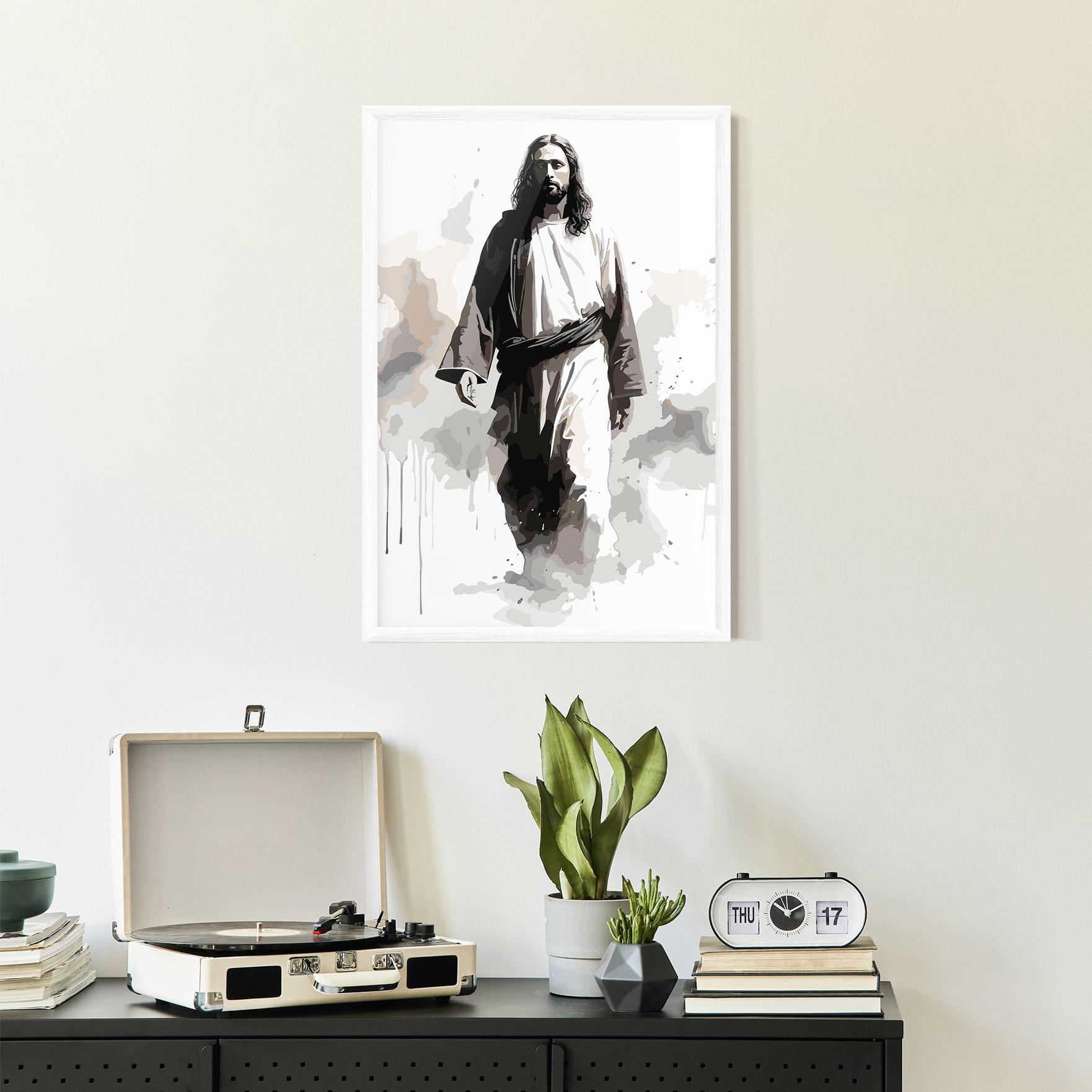 Gerahmte Poster Watercolor Jesus mockup 2