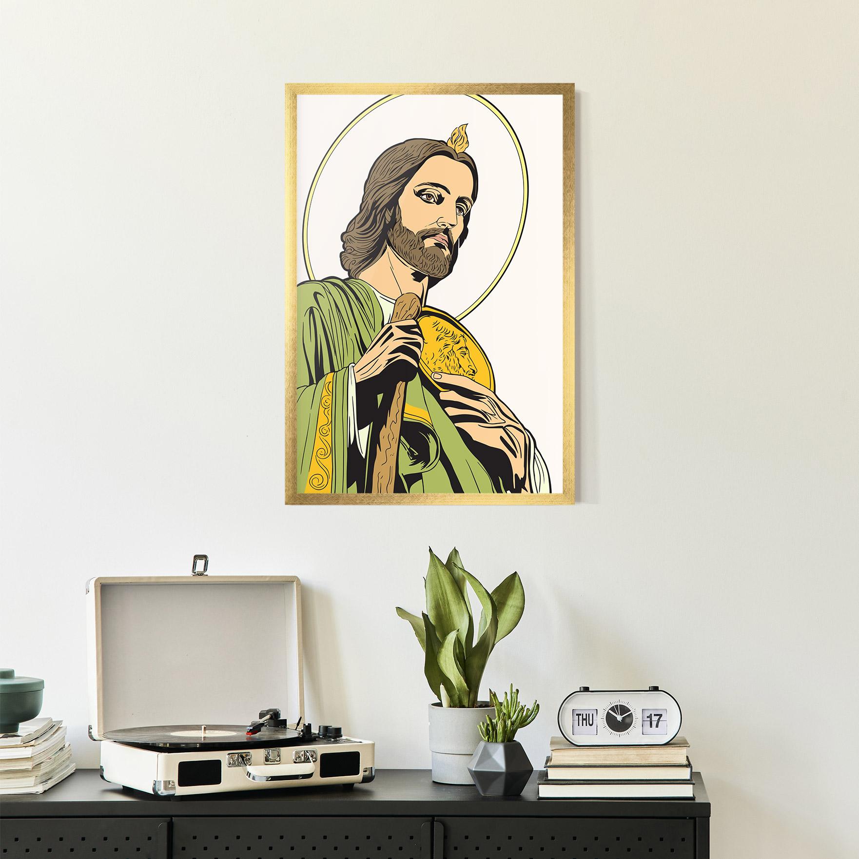 Gerahmte Poster Green Jesus mockup 2