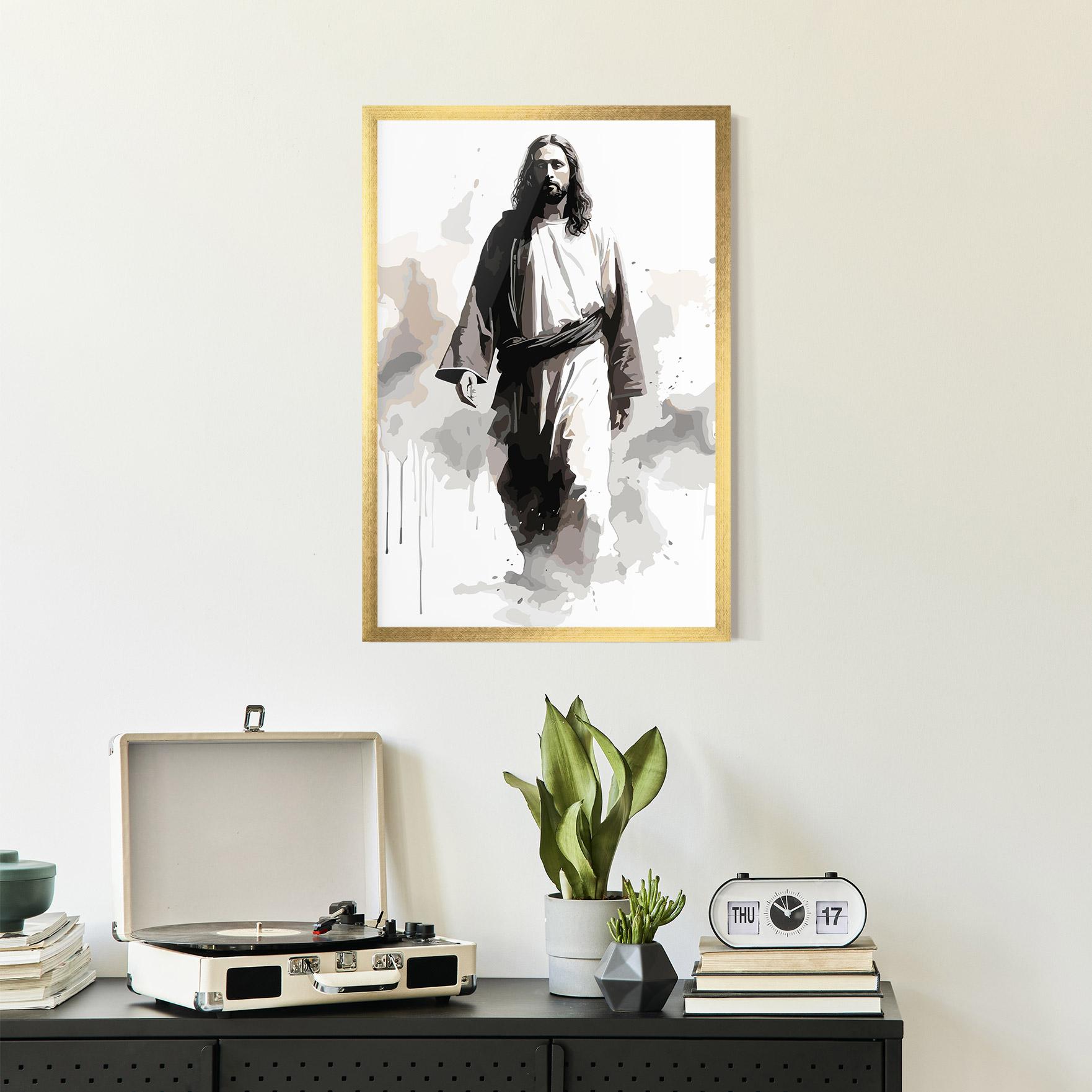 Gerahmte Poster Watercolor Jesus mockup 2
