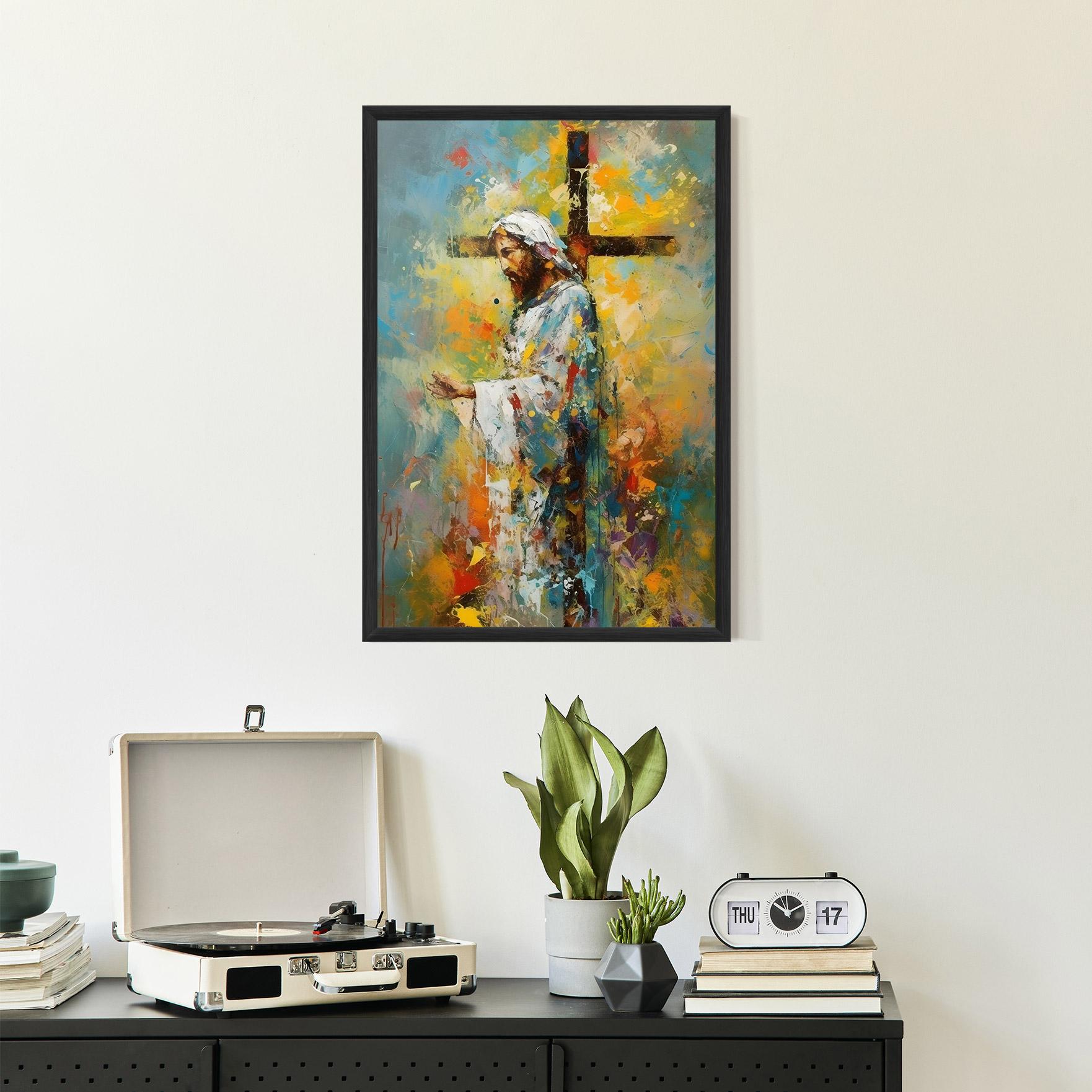 Gerahmte Poster Christ Art Painting mockup 2