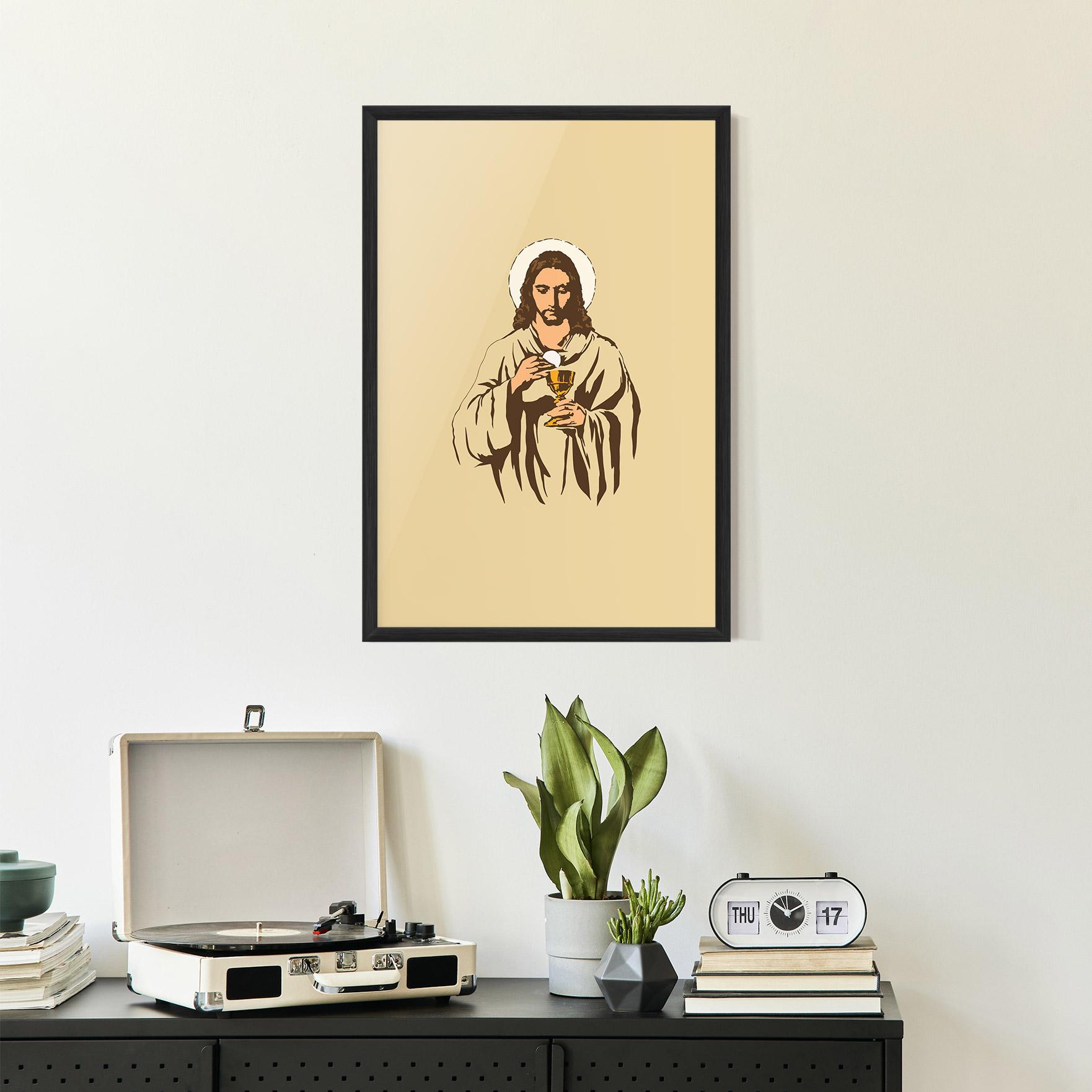 Gerahmte Poster Cream Jesus mockup 2