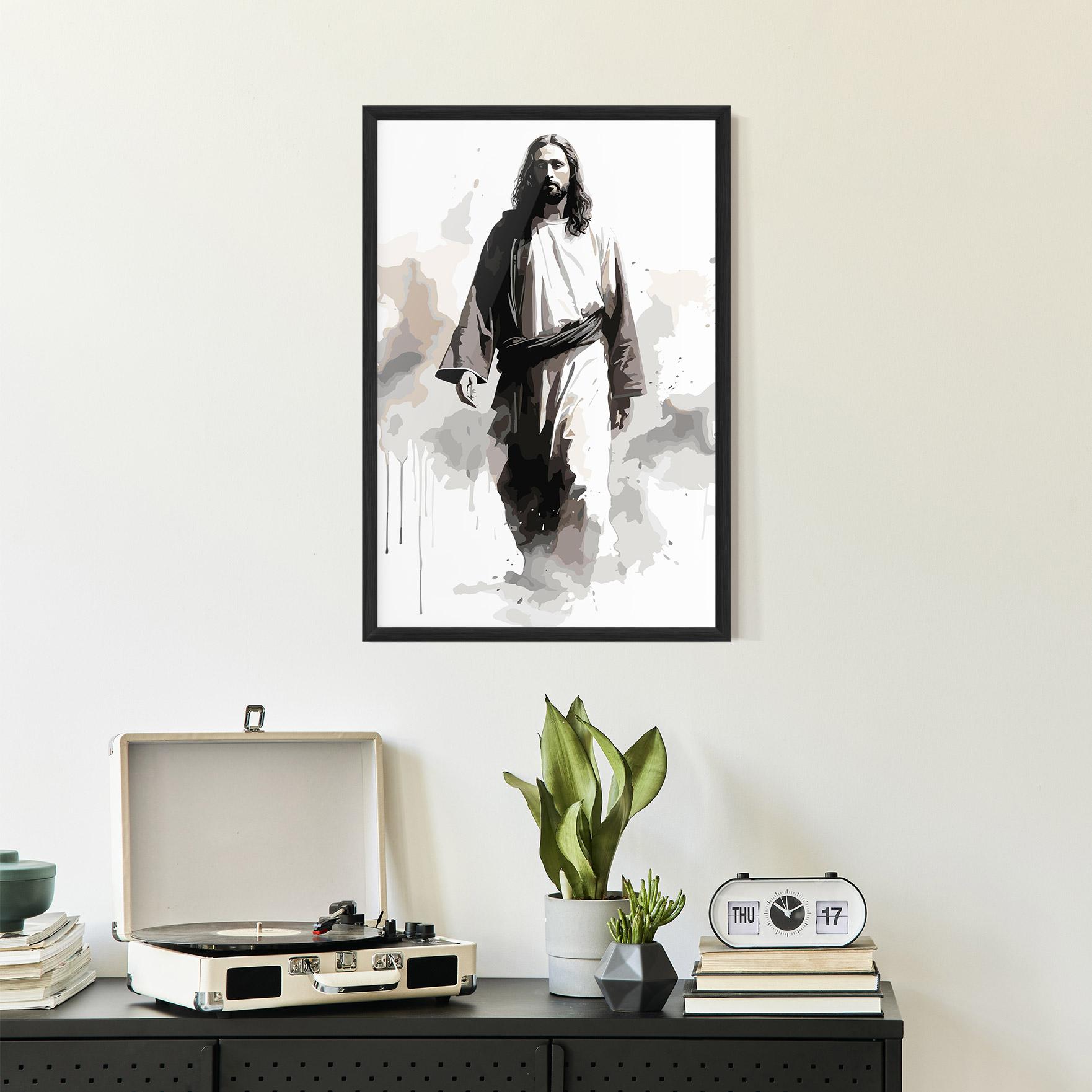 Gerahmte Poster Watercolor Jesus mockup 2