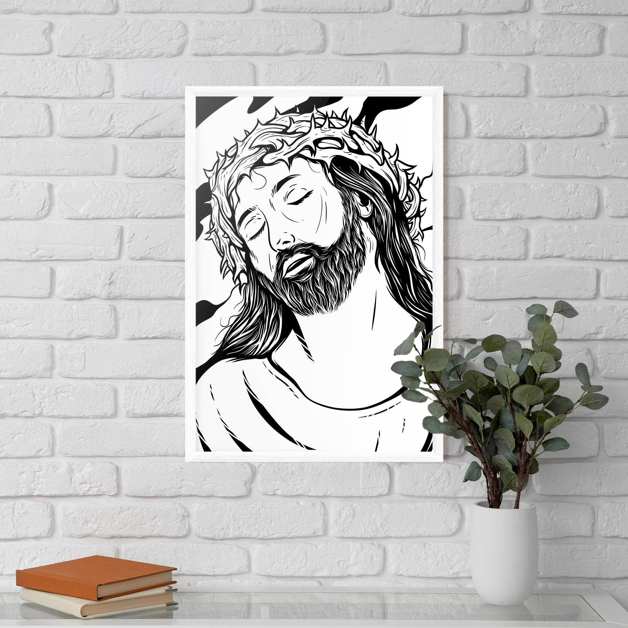 Gerahmte Poster Black White Jesus mockup 5