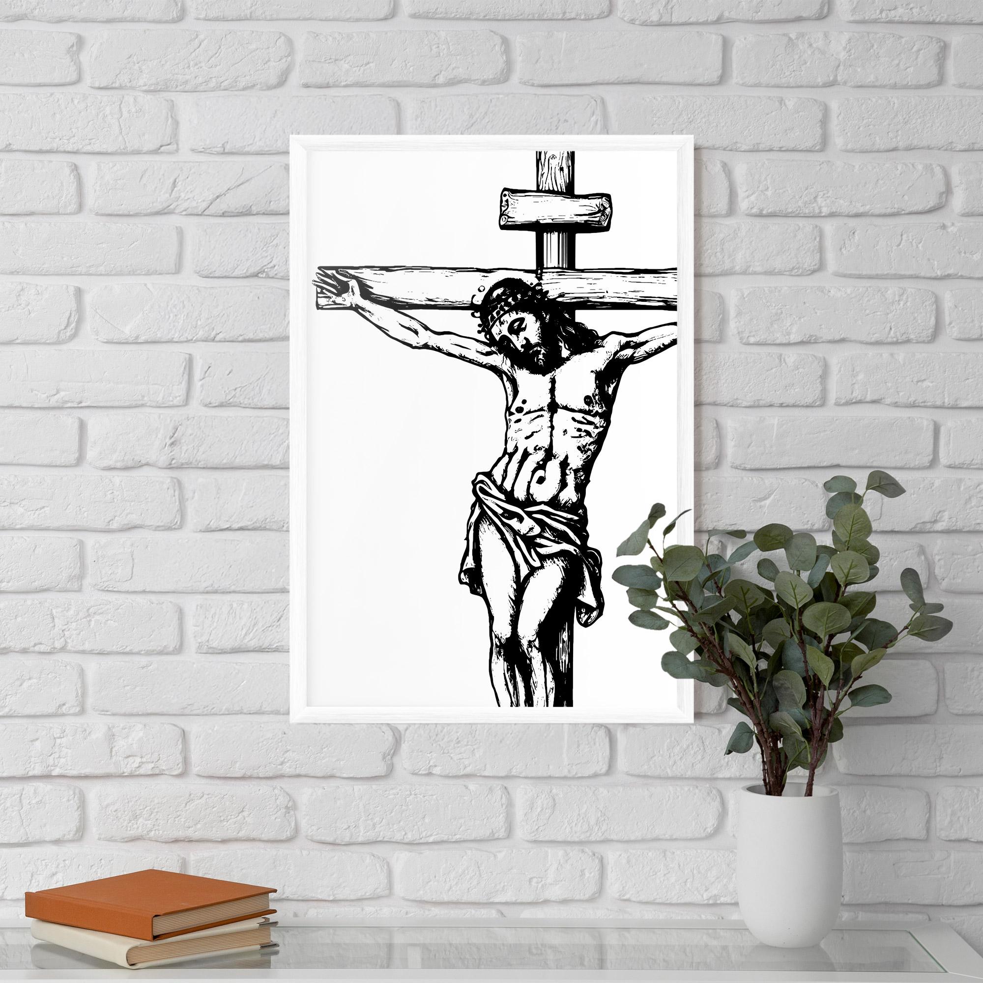 Gerahmte Poster Jesus Black Line mockup 5