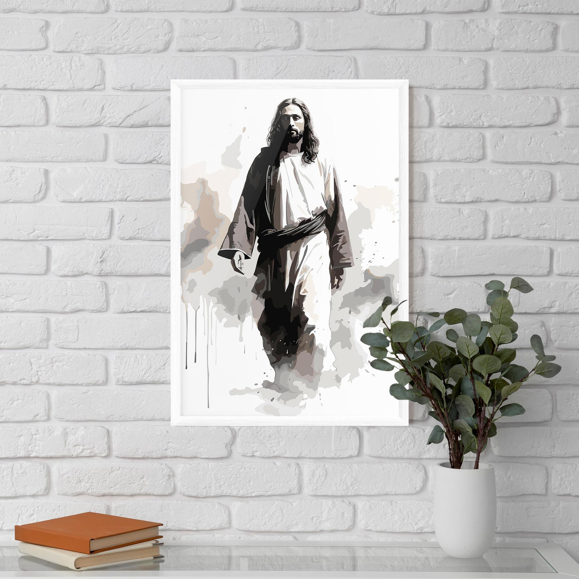 Gerahmte Poster Watercolor Jesus mockup 5