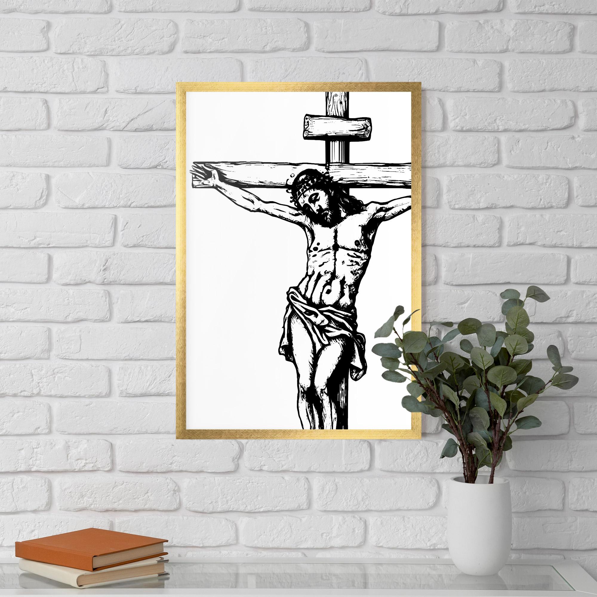 Gerahmte Poster Jesus Black Line mockup 5