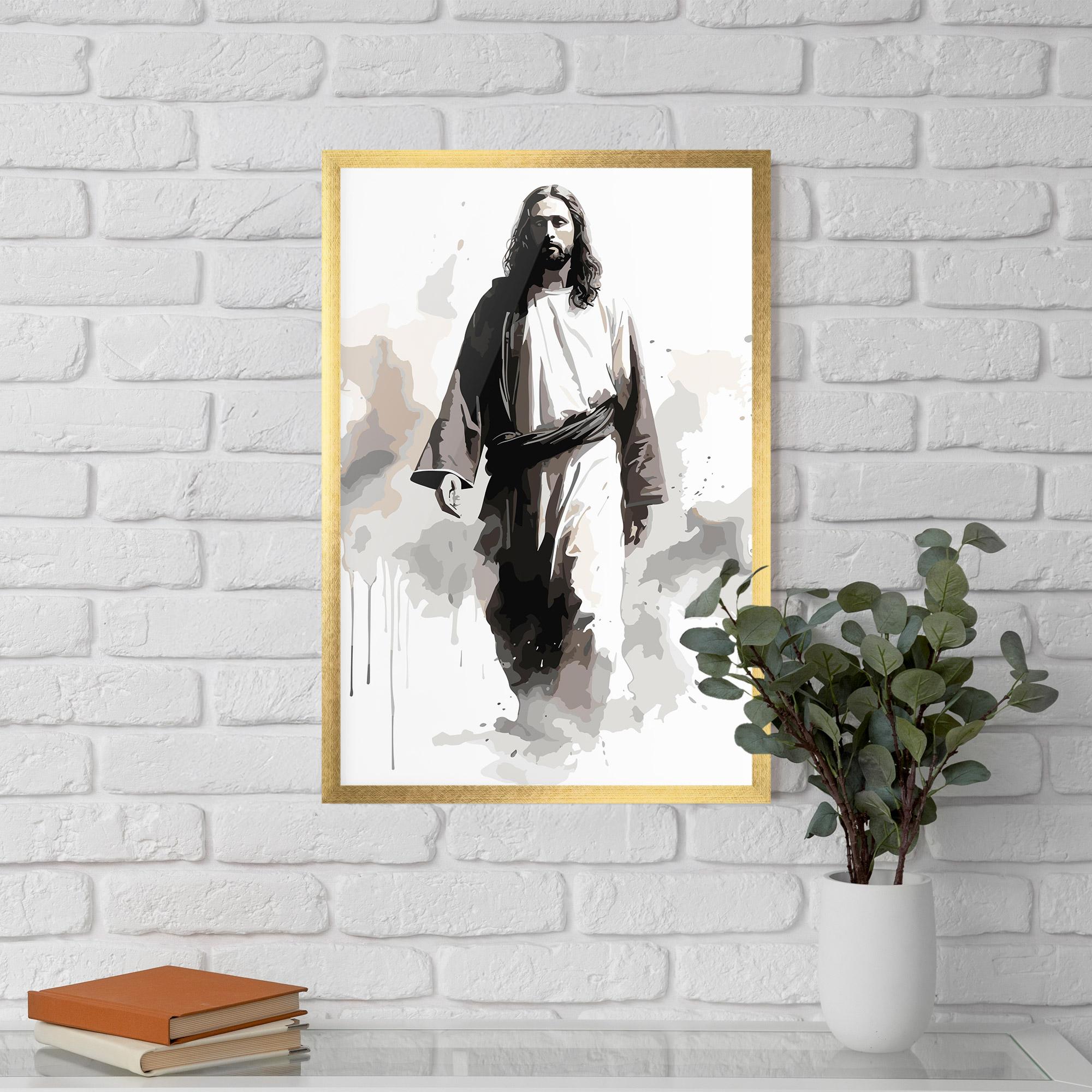 Gerahmte Poster Watercolor Jesus mockup 5