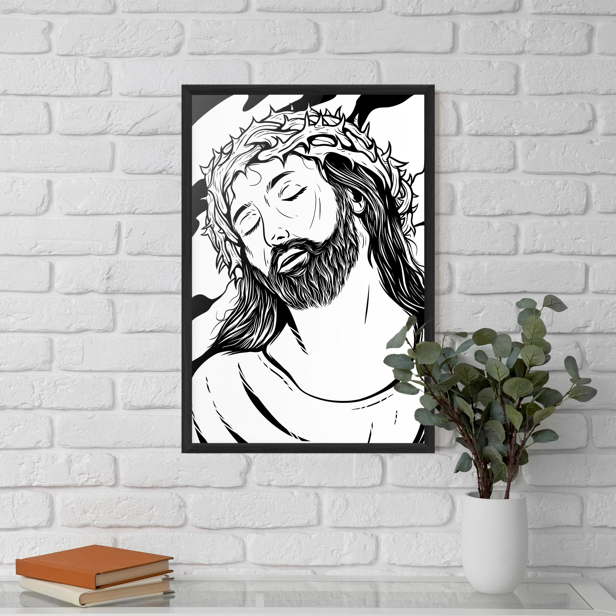 Gerahmte Poster Black White Jesus mockup 5