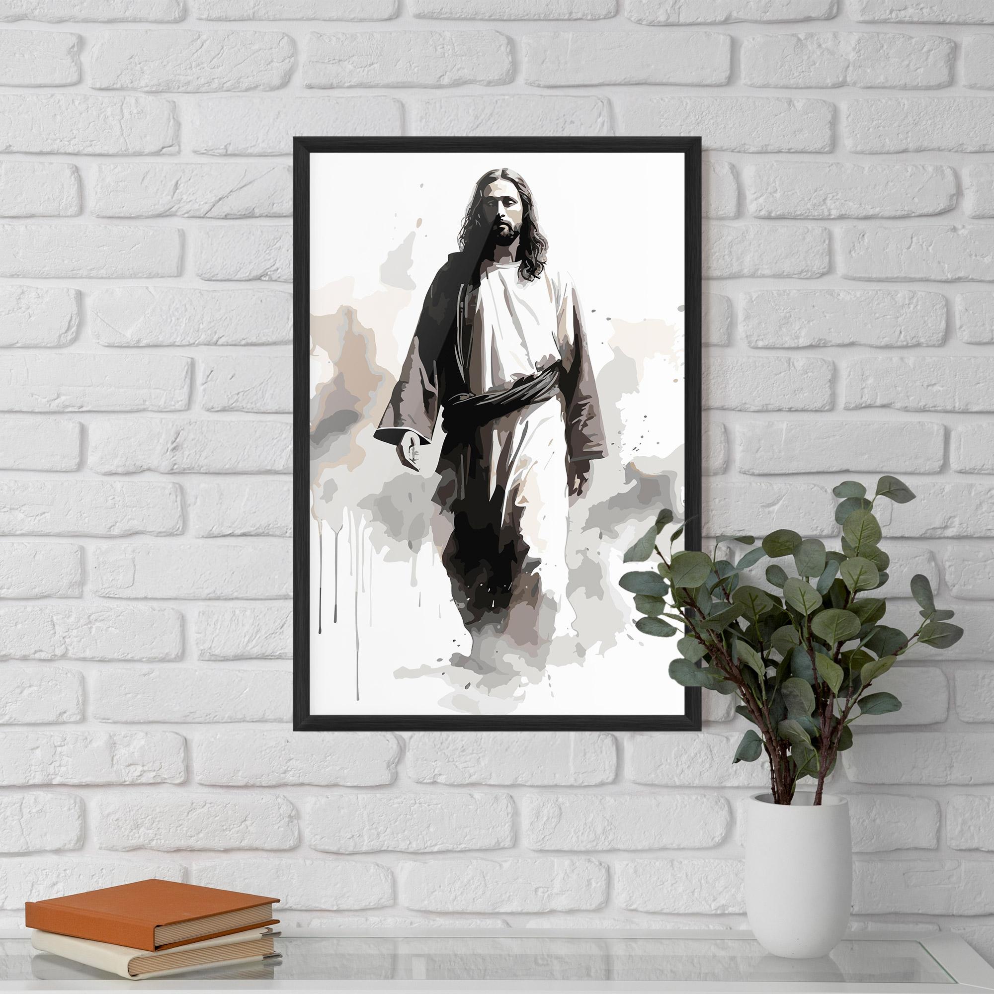 Gerahmte Poster Watercolor Jesus mockup 5