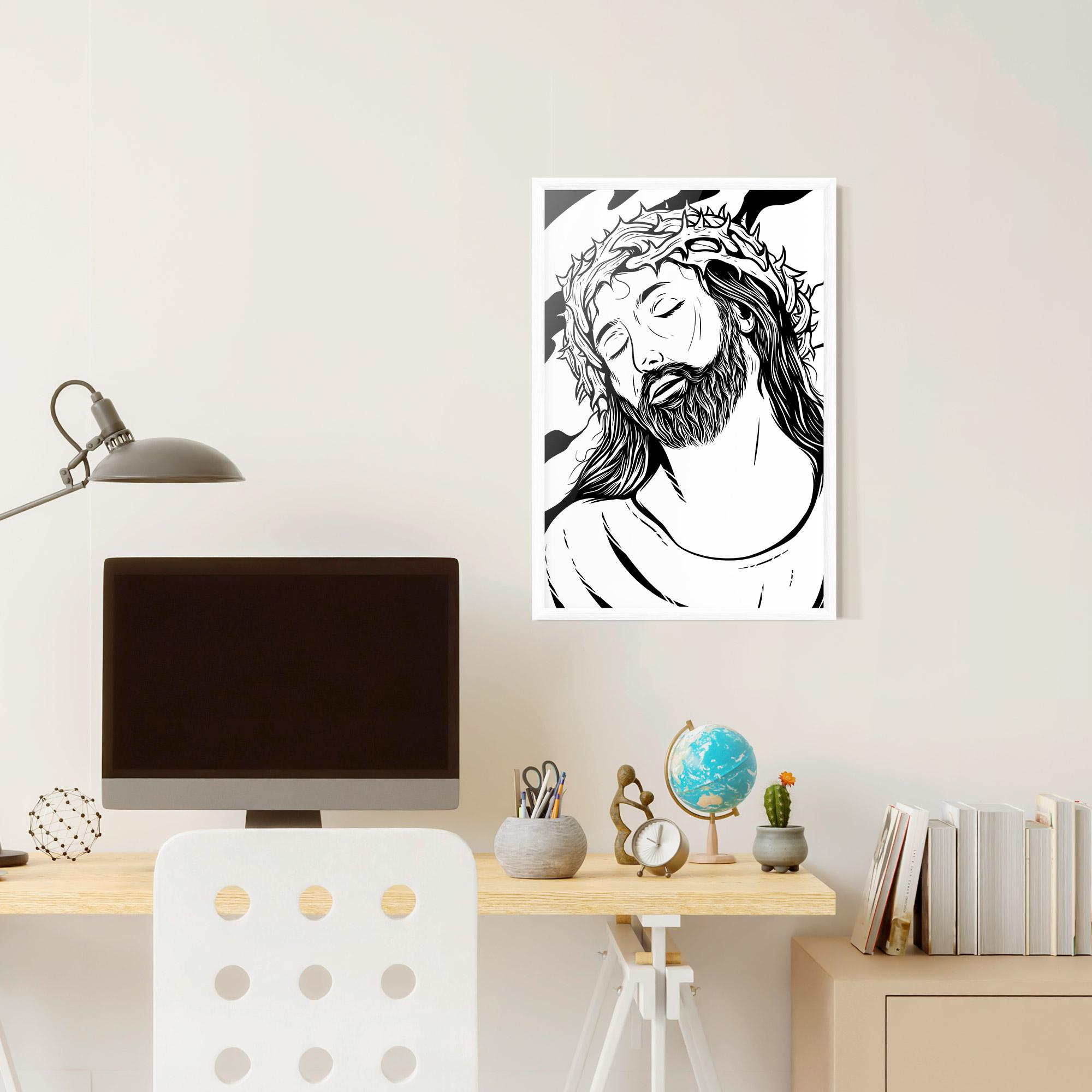 Gerahmte Poster Black White Jesus mockup 6
