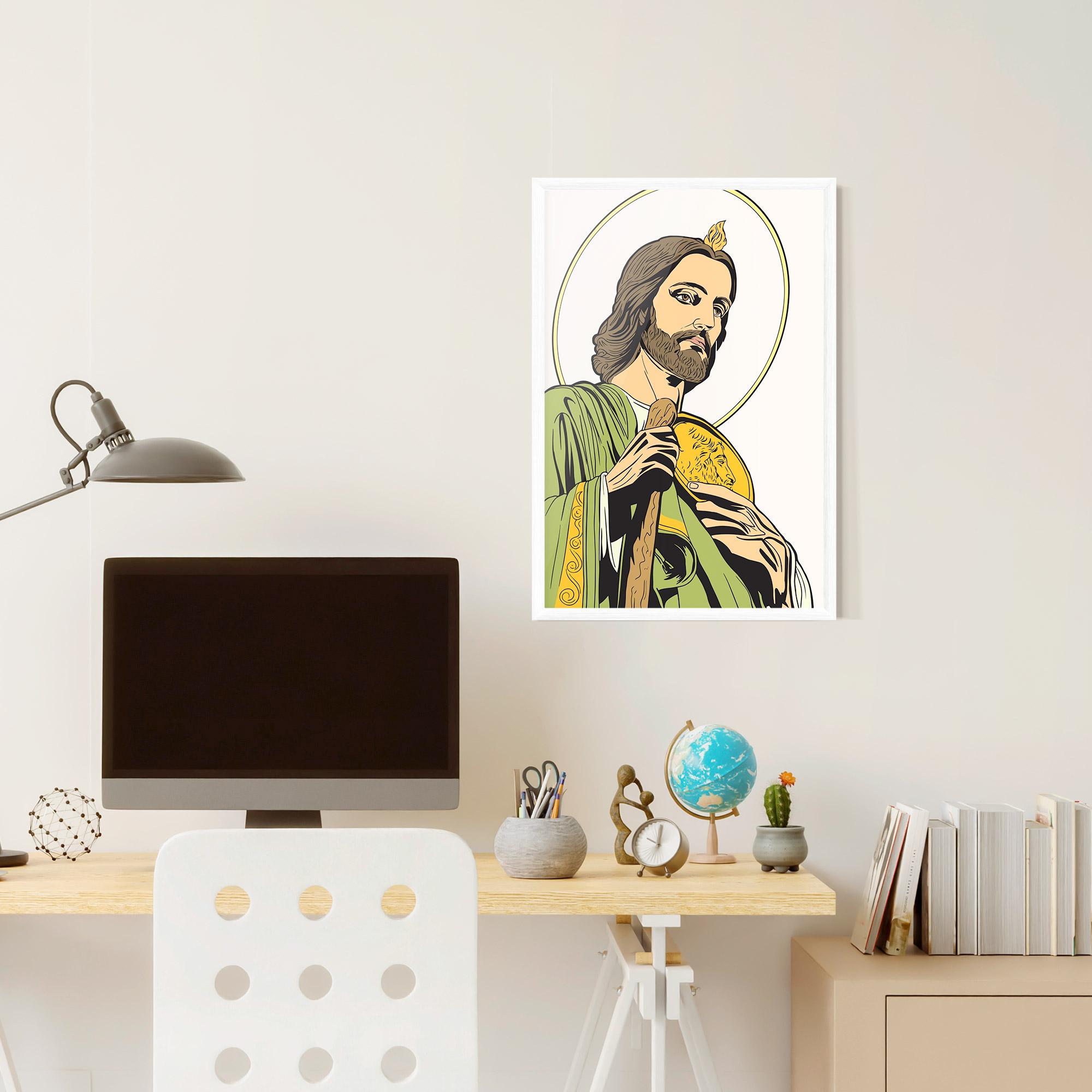 Gerahmte Poster Green Jesus mockup 6