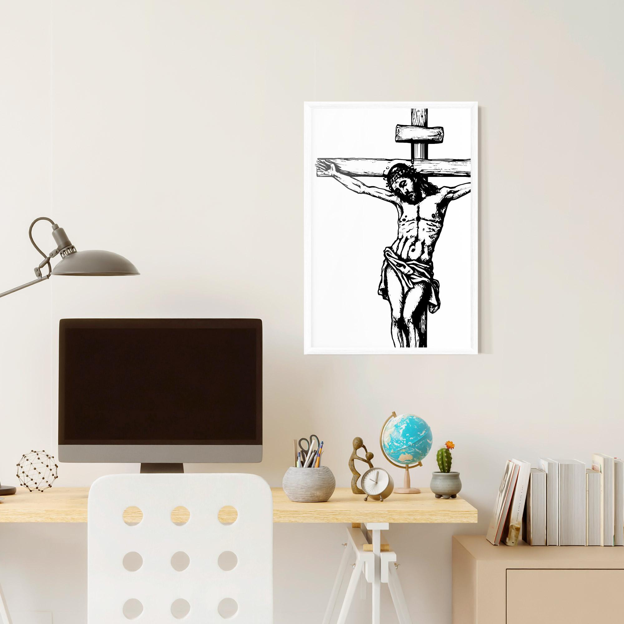Gerahmte Poster Jesus Black Line mockup 6