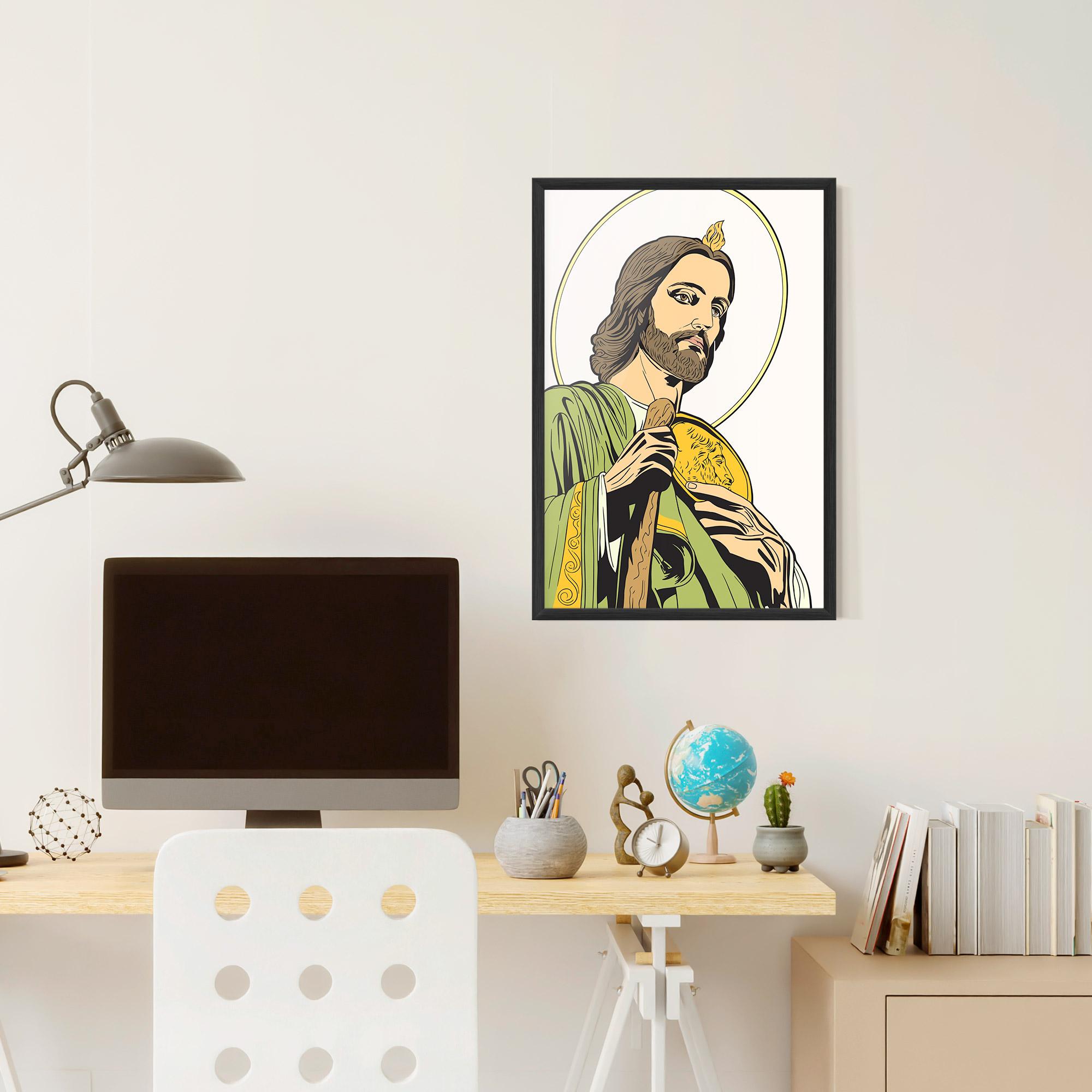 Gerahmte Poster Green Jesus mockup 6