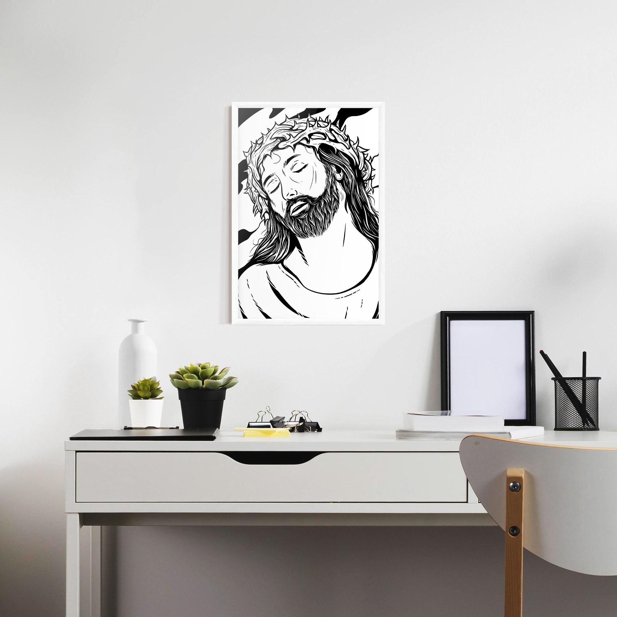 Gerahmte Poster Black White Jesus mockup 7