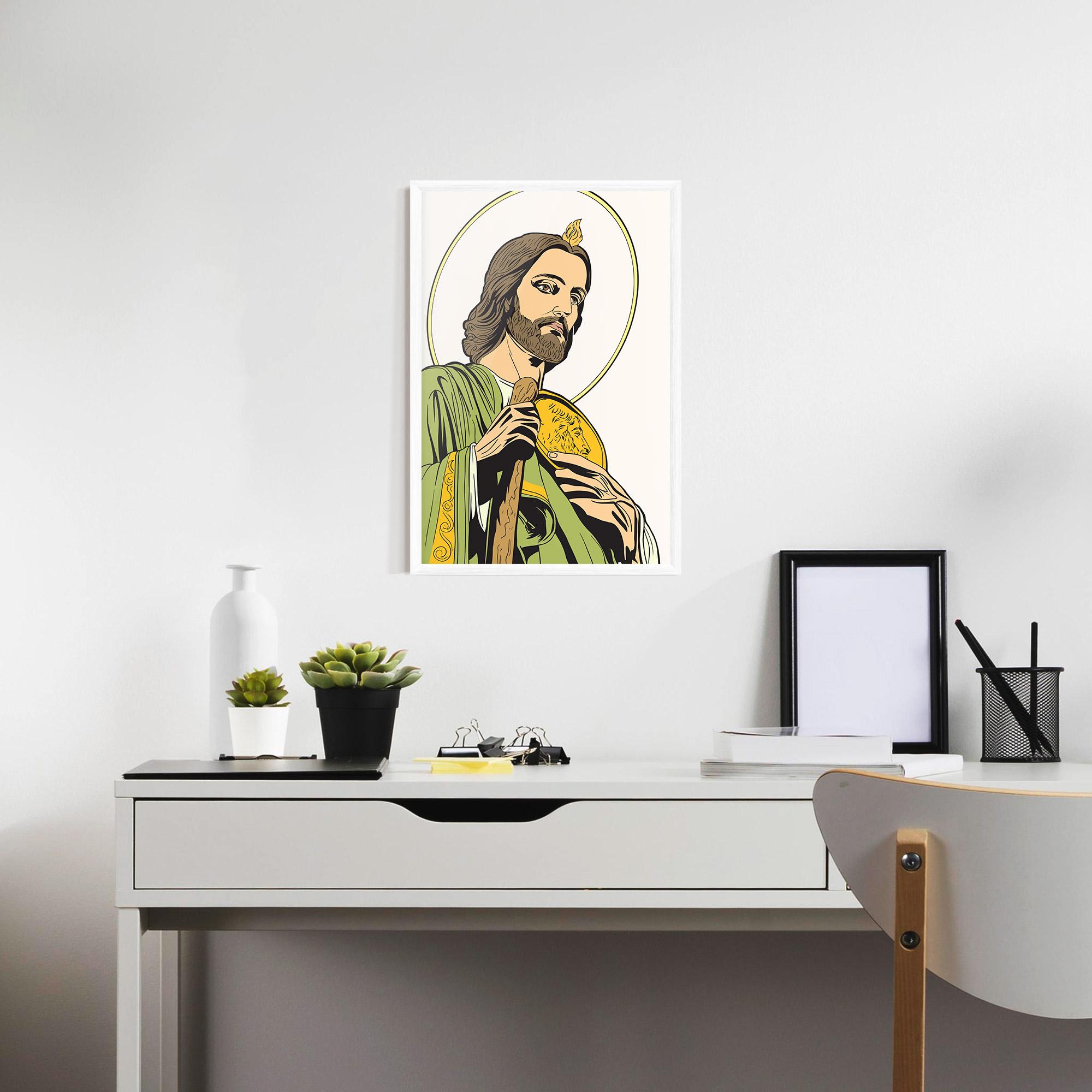 Gerahmte Poster Green Jesus mockup 7