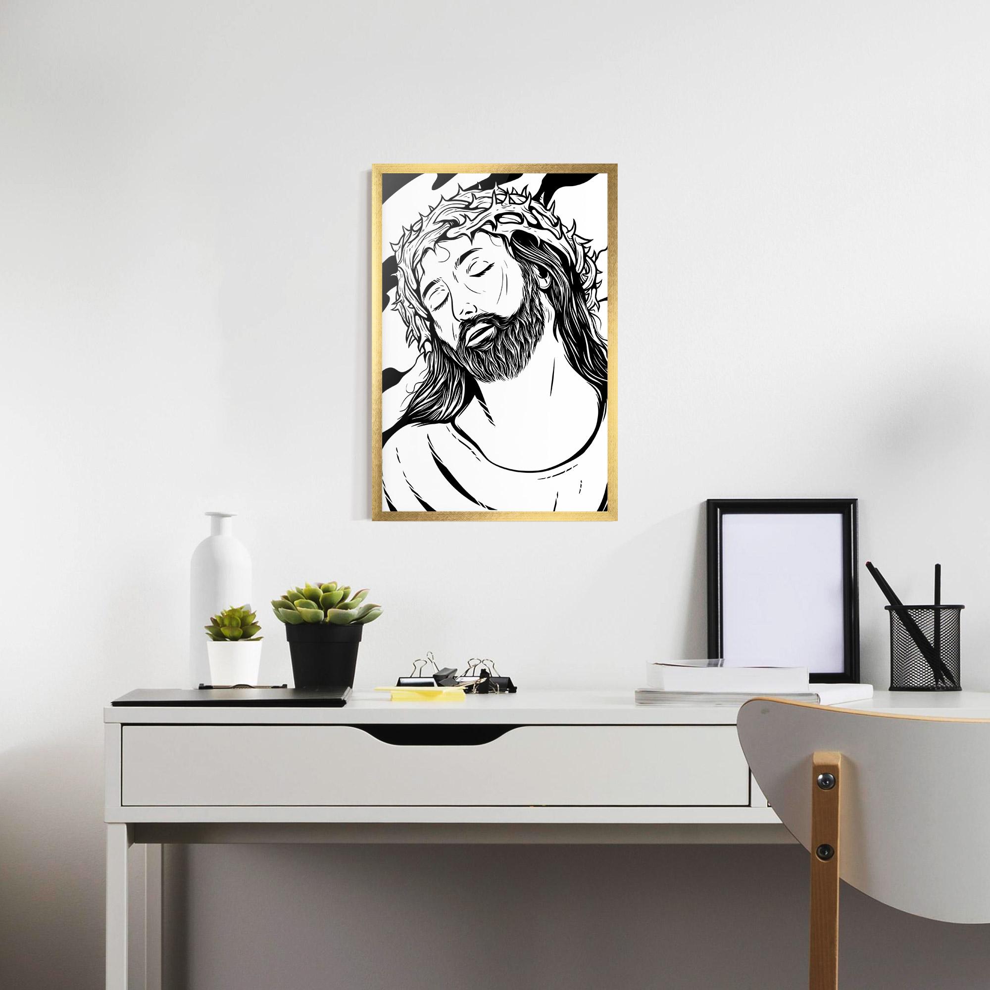 Gerahmte Poster Black White Jesus mockup 7