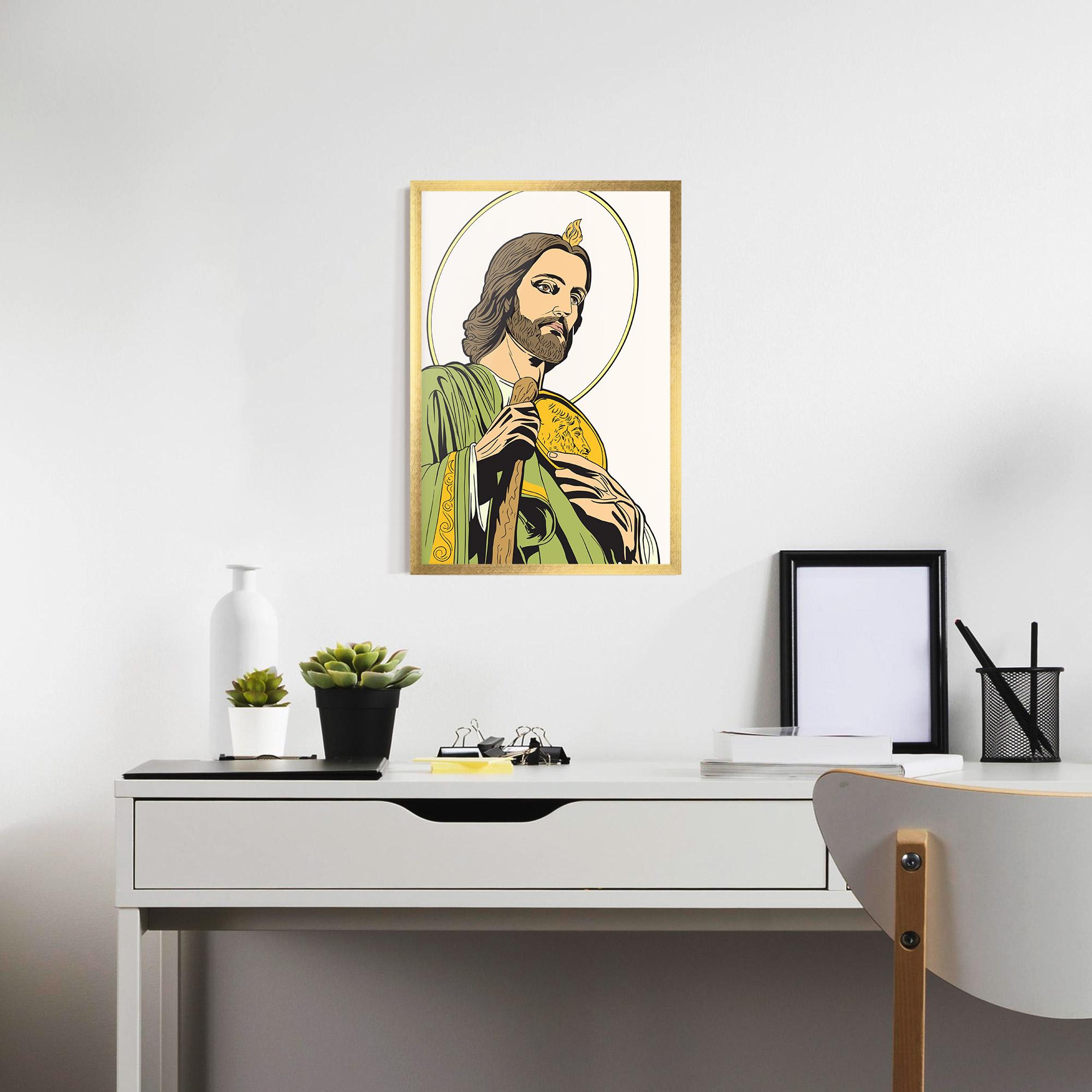 Gerahmte Poster Green Jesus mockup 7