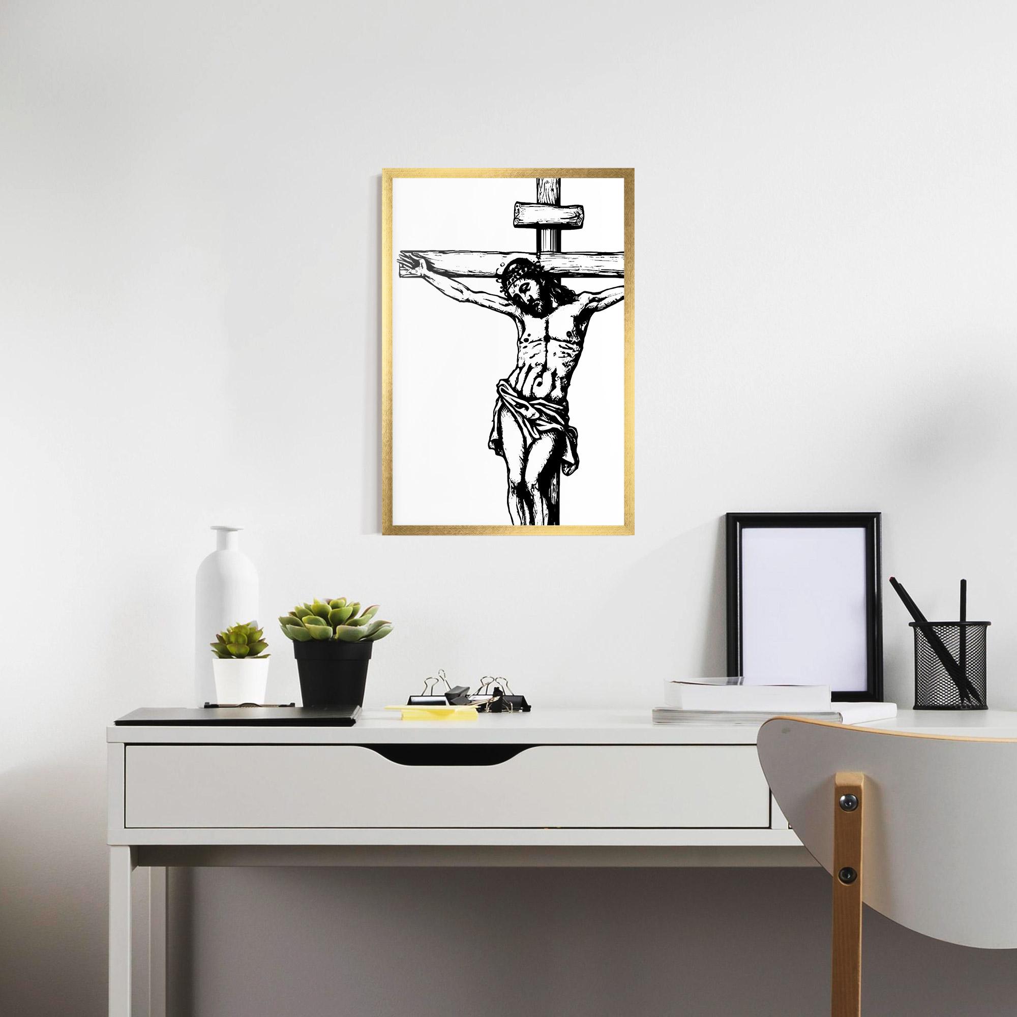 Gerahmte Poster Jesus Black Line mockup 7