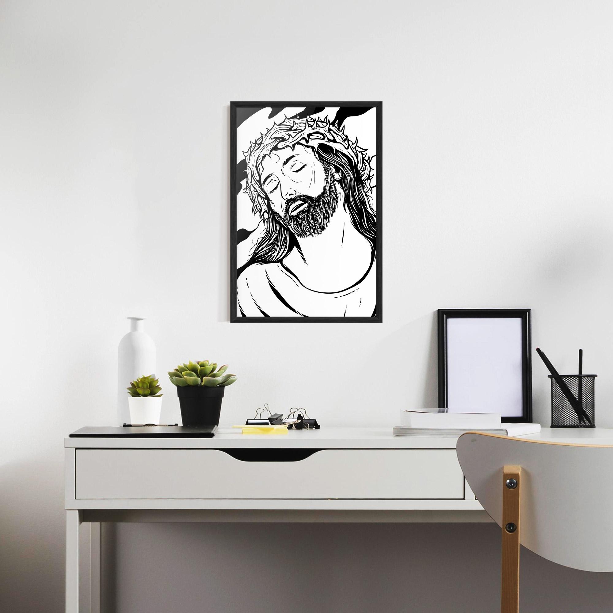 Gerahmte Poster Black White Jesus mockup 7